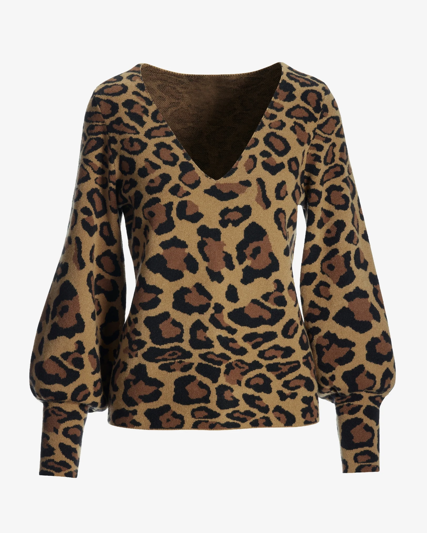 Cheetah V Neck Jacquard Sweater Multi - Futureuc