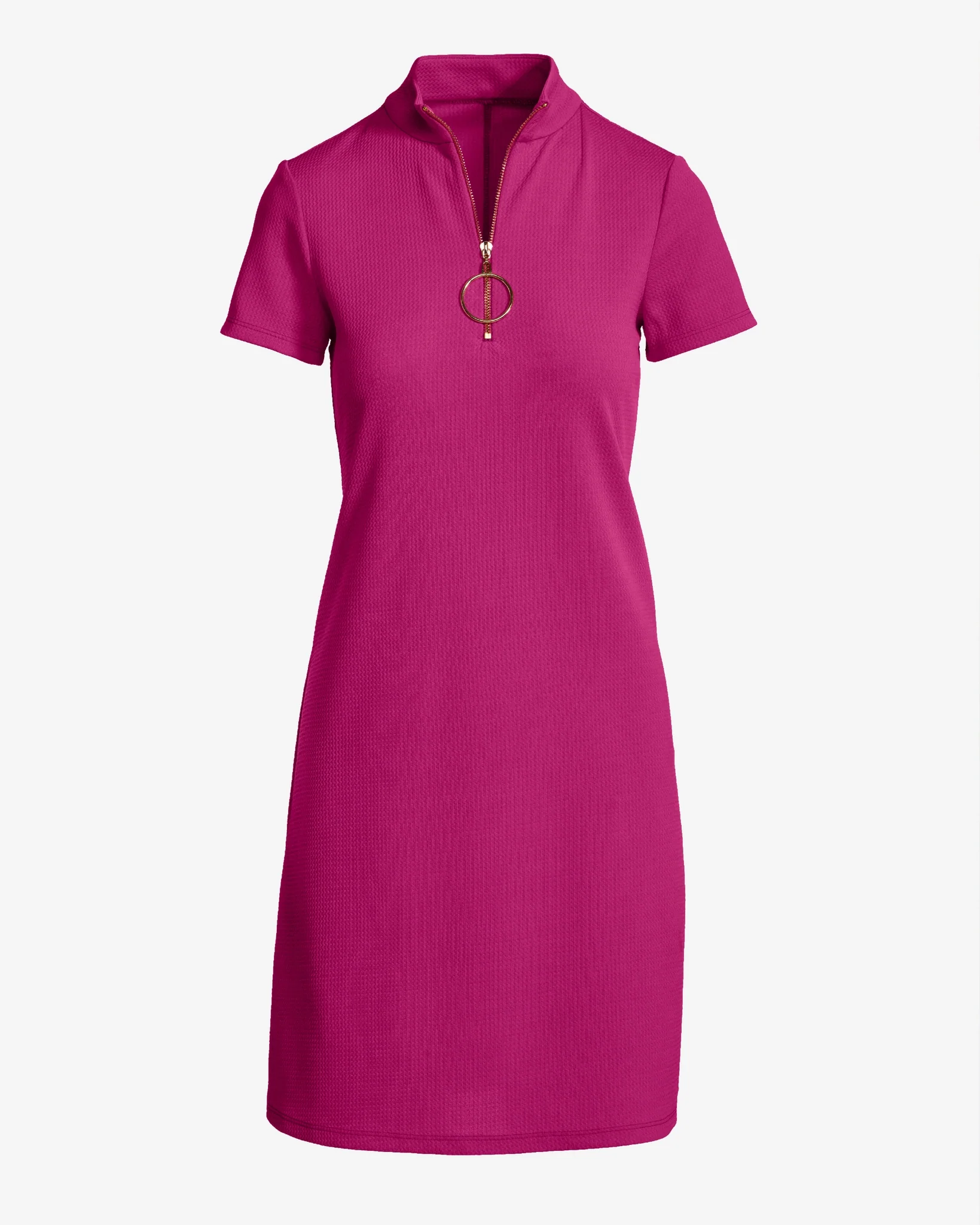 Zip Up Short Sleeve Shift Dress Very Berry - Futureuc