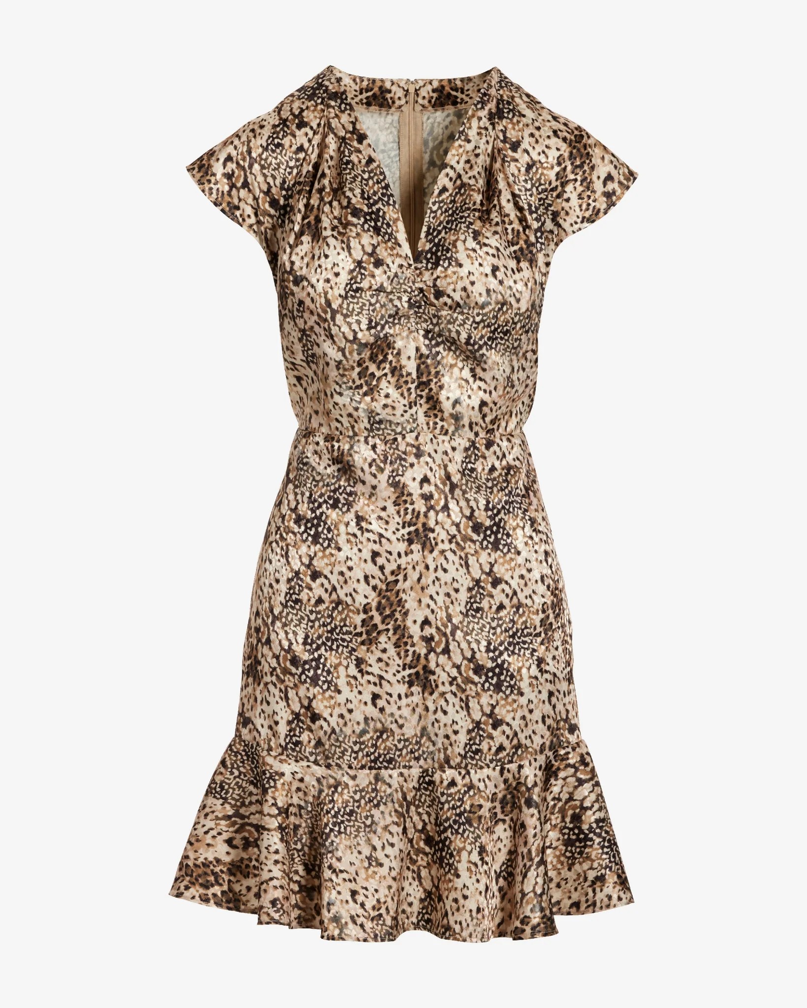 Abstract Animal Print Flounce Sleeve A Line Dress Abstract Animal - Futureuc