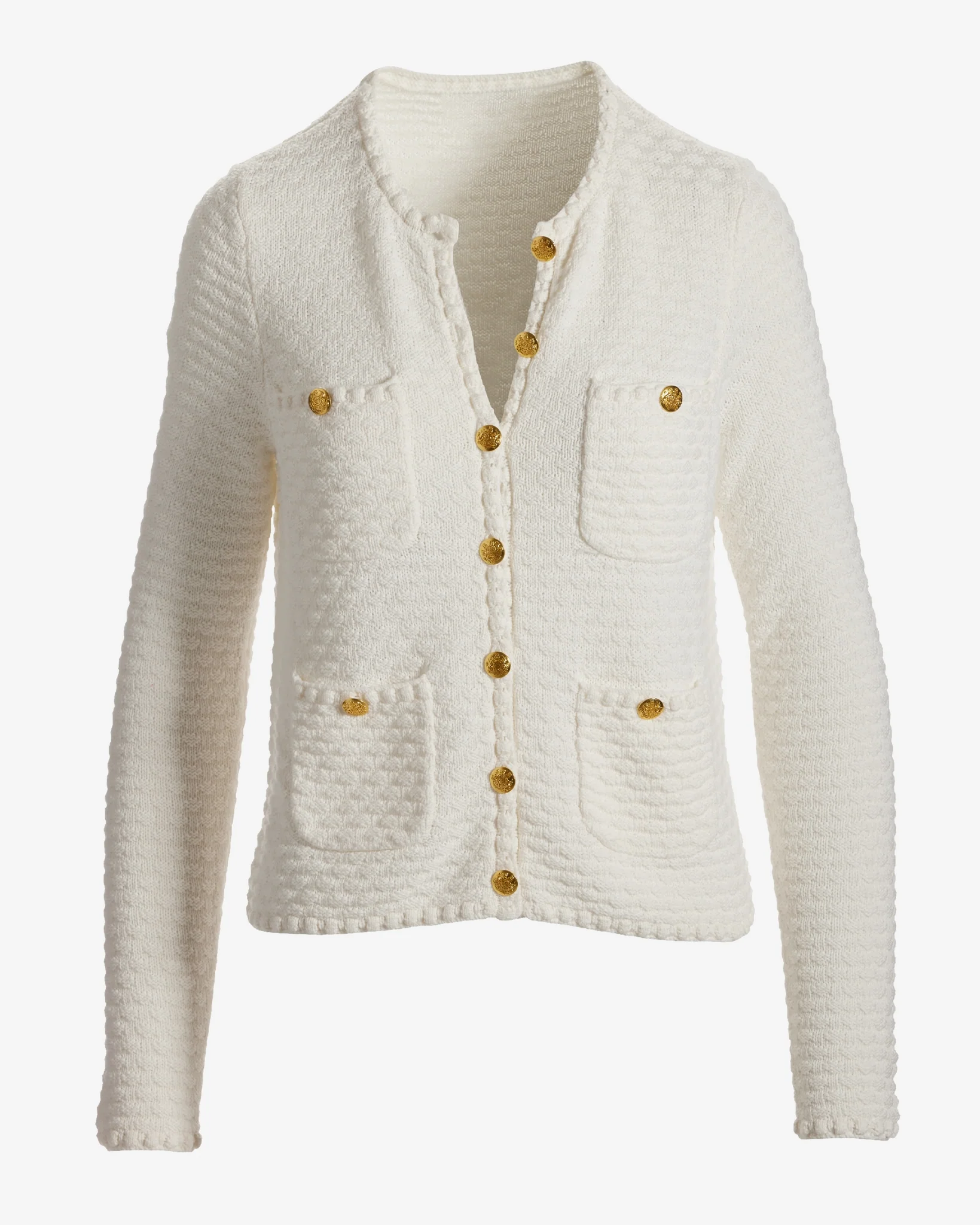 Button Detail Pocket Sweater Cardigan Off White - Futureuc