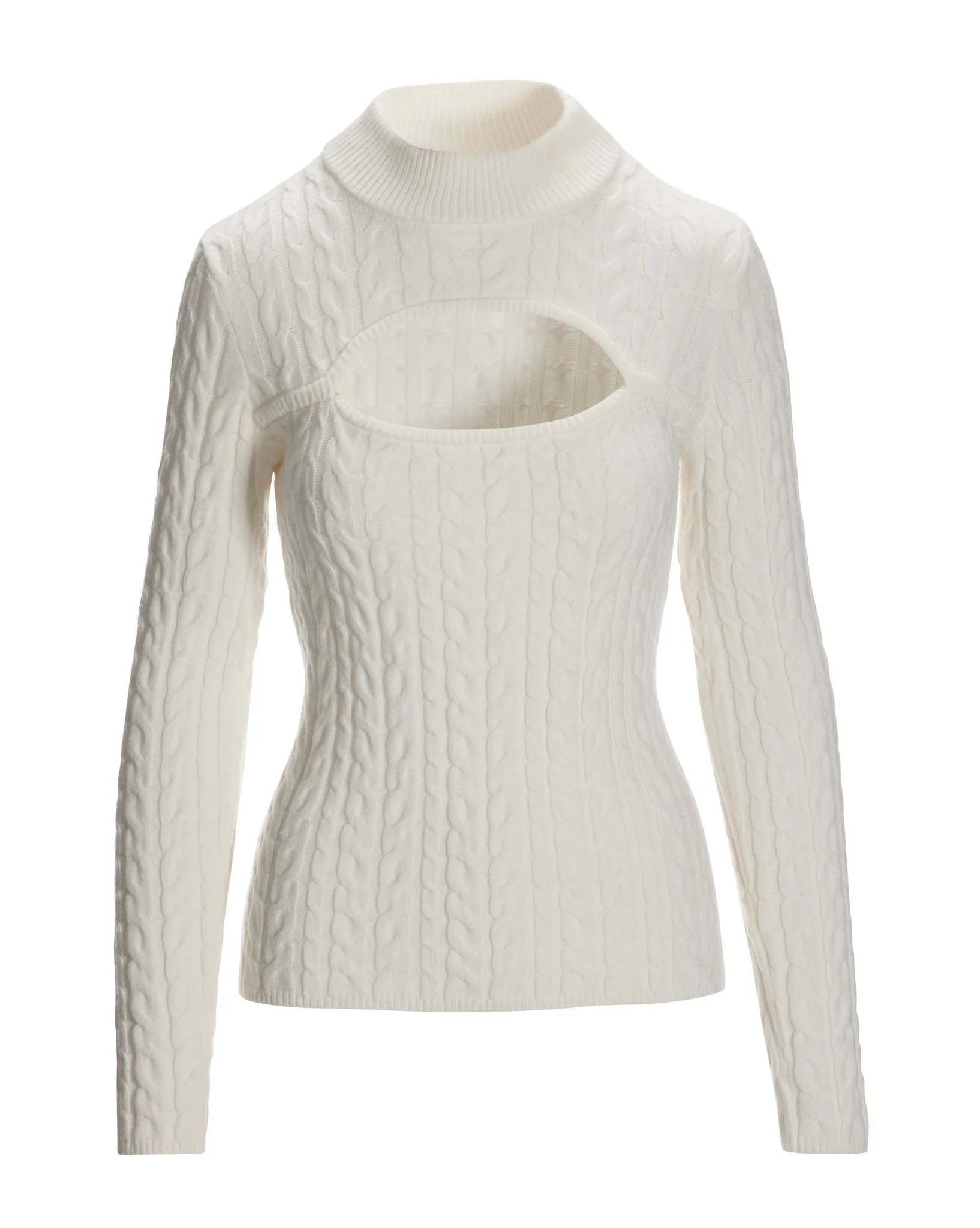 Cable Cut Out Sweater Off White - Futureuc