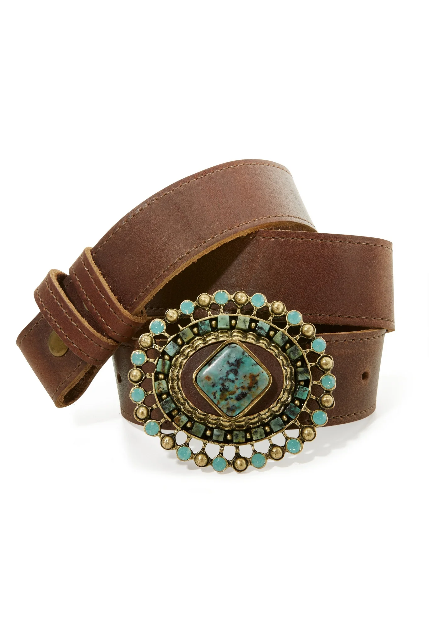 Turquoise Multi Stone Buckle Belt Turquoise Multi - Futureuc
