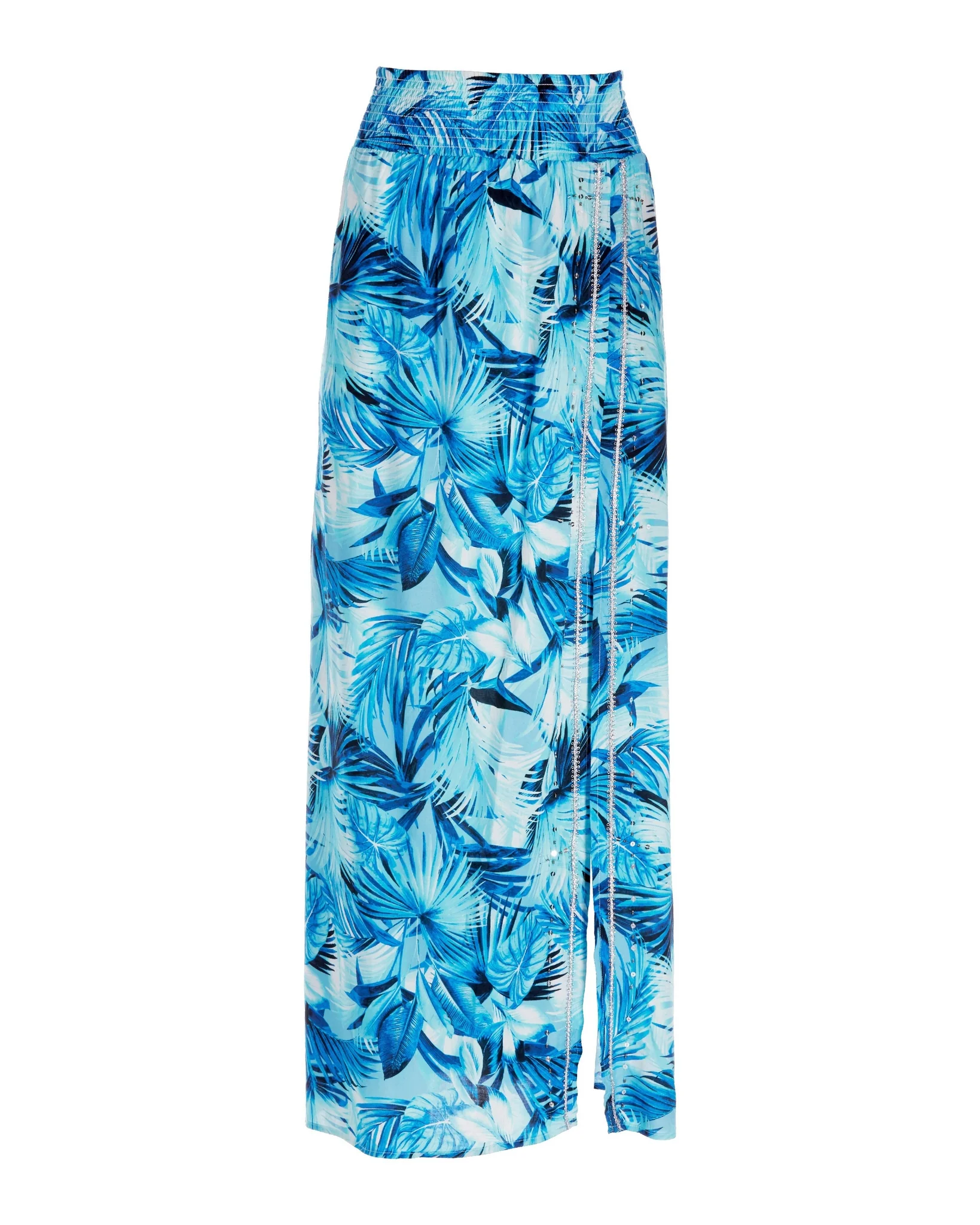 Tropics Palm Printed Maxi Skirt Blue - Futureuc