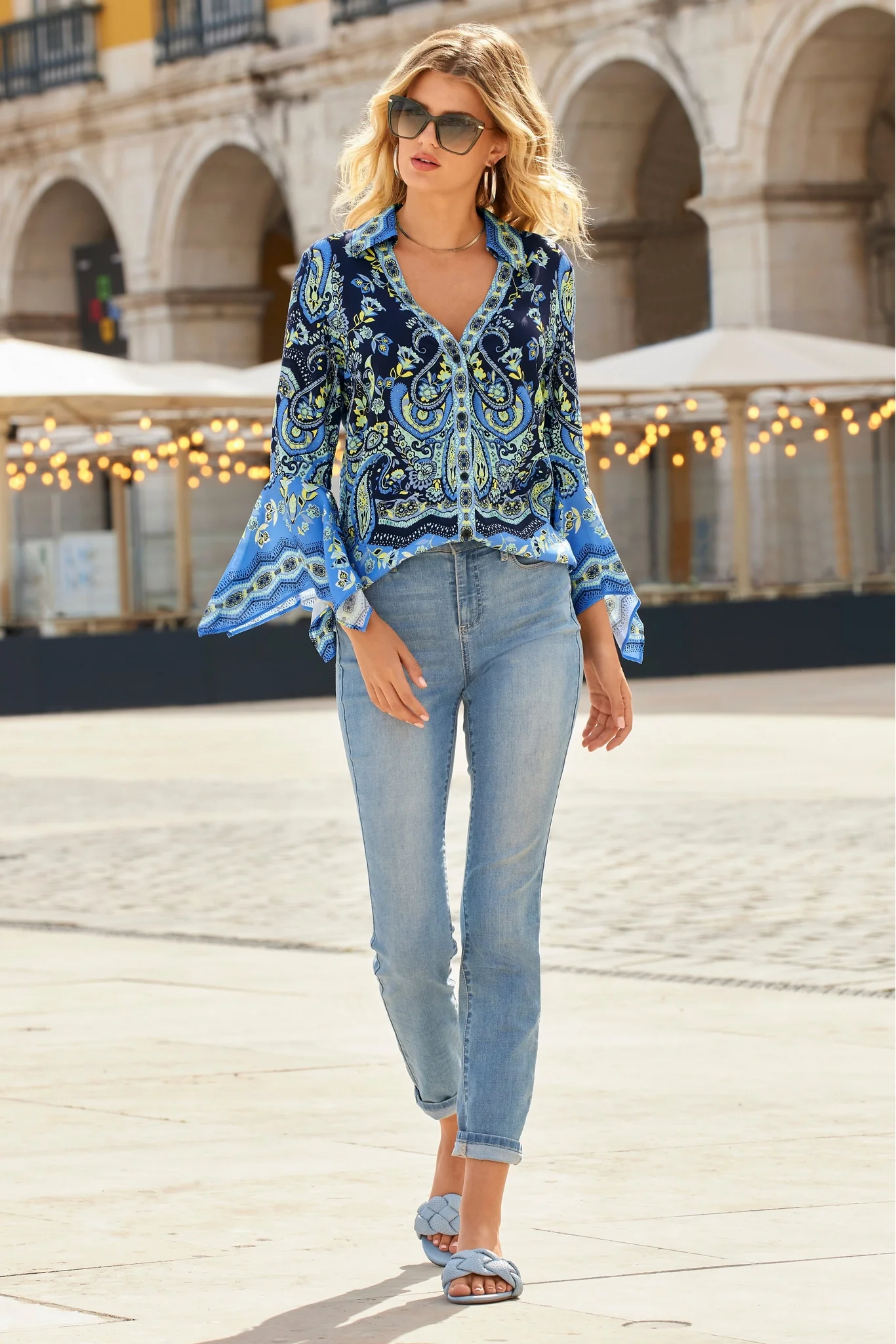 Woven Braided Flat Sandal Blue - Futureuc