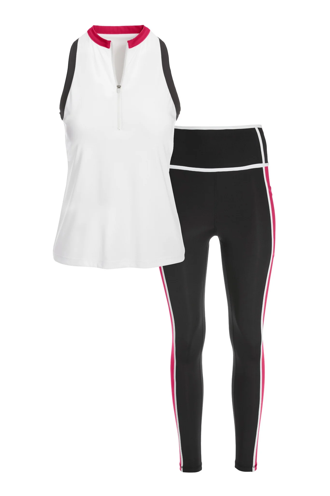 B Active Sleeveless Color Block Half Zip Set Black Multi - Futureuc