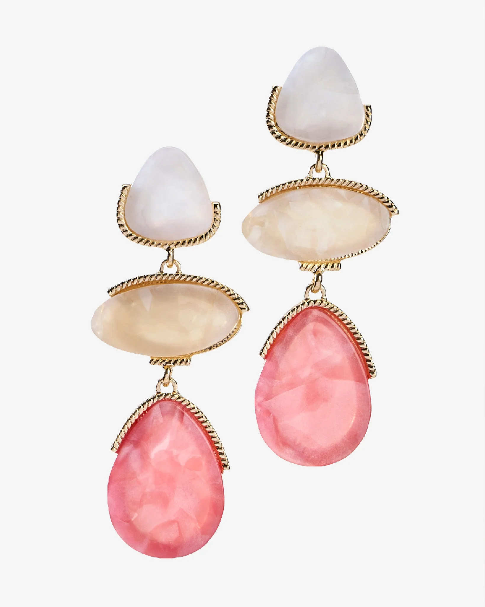 Acrylic Three Stone Earring Pink - Futureuc