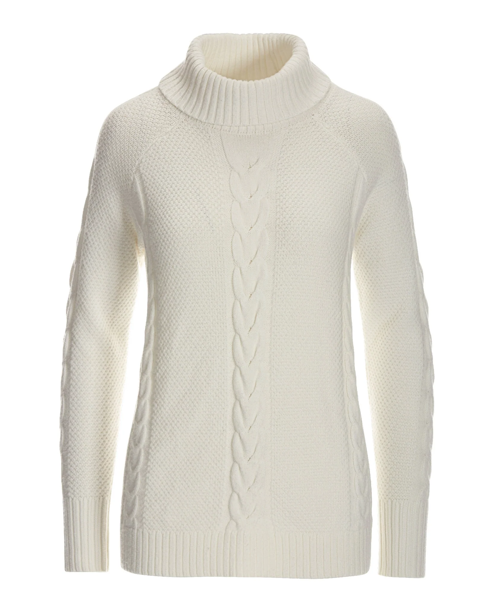 Cable Turtleneck Sweater Off White - Futureuc