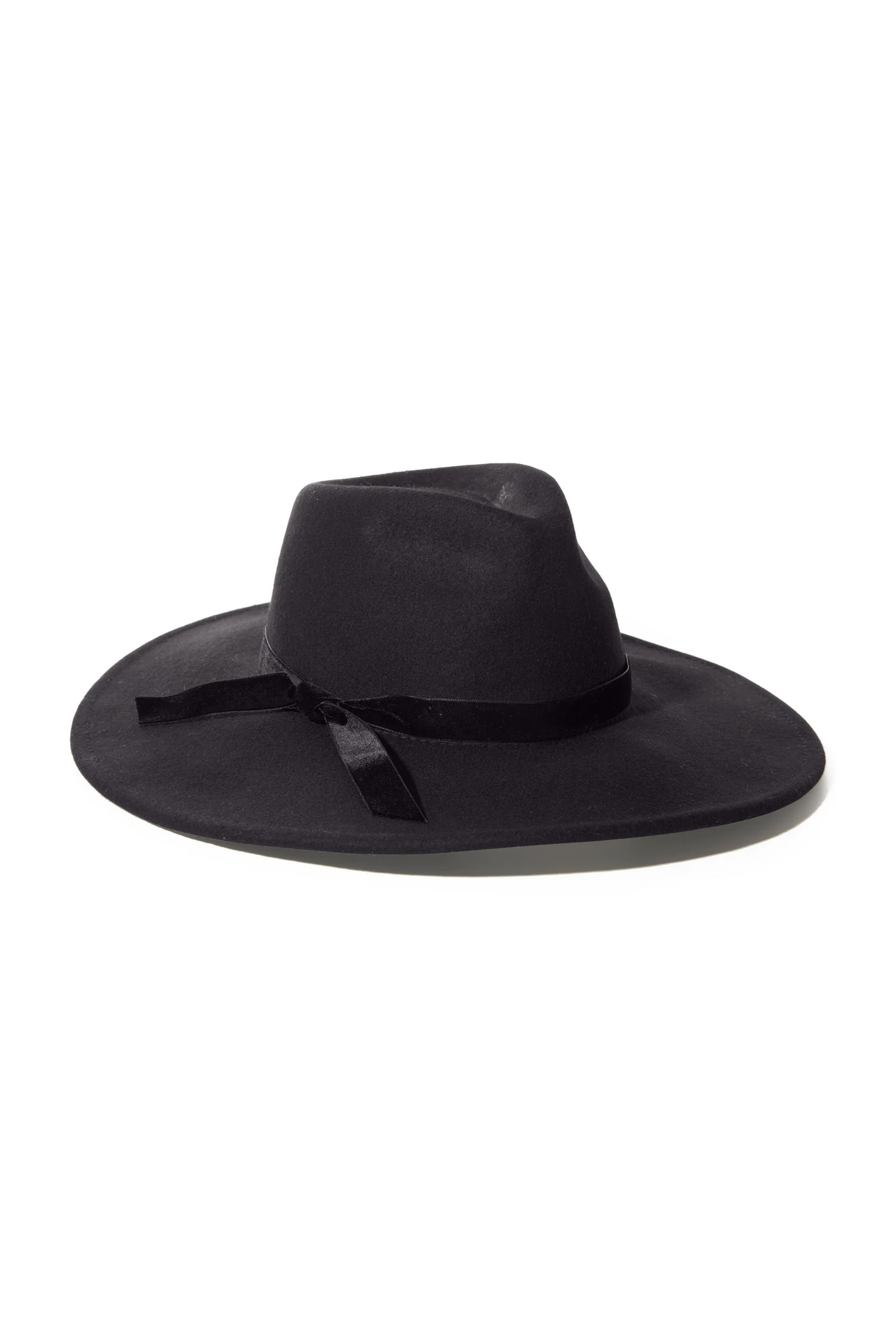 Wide Brim Velvet Trim Hat Black - Futureuc