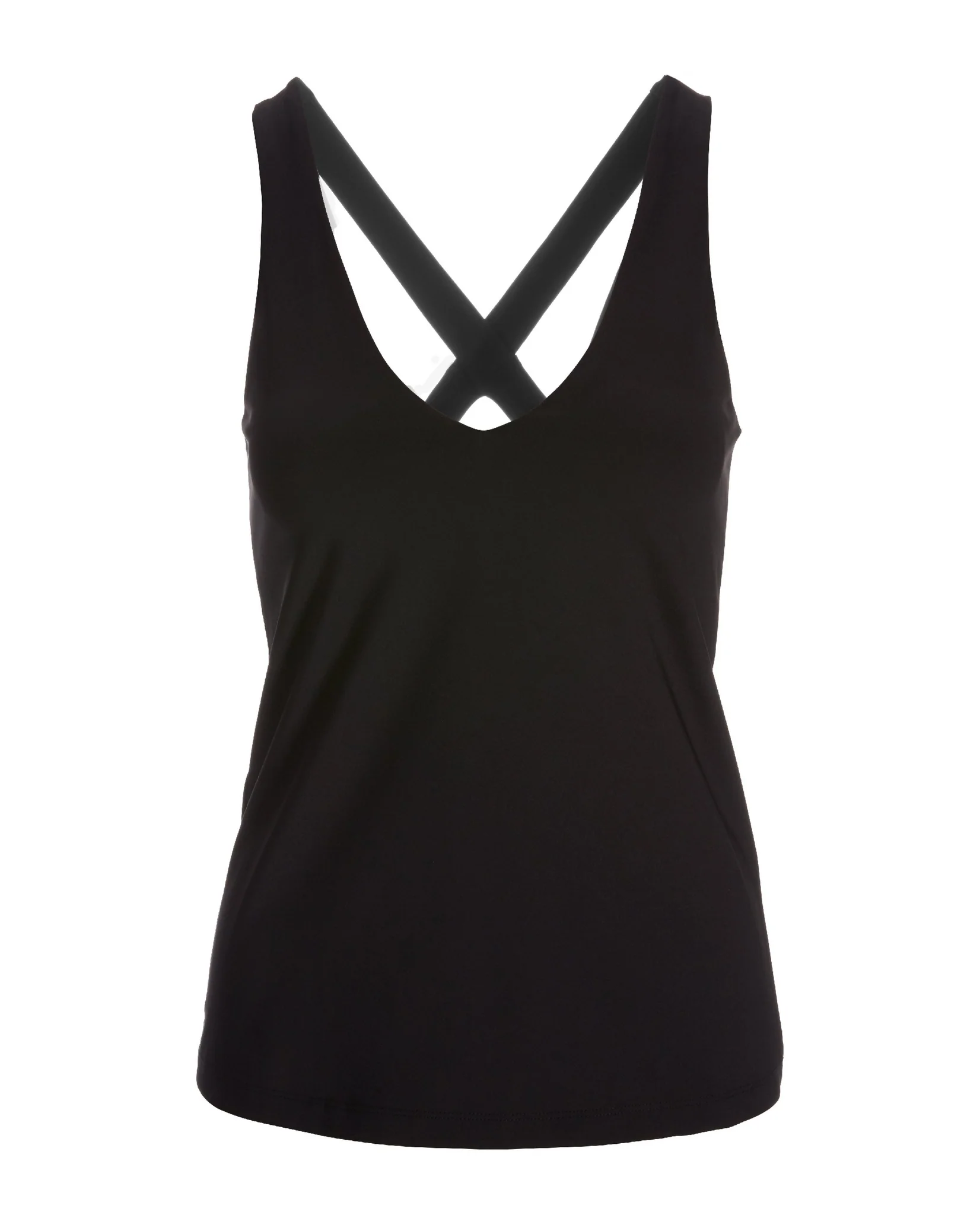 B Active Solid Cross Back Tank Top Black - Futureuc