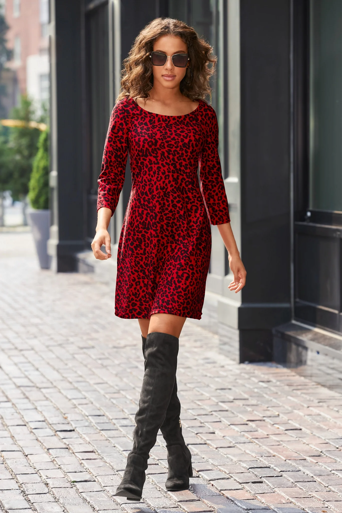 Beyond Travel Animal Swing Dress Jet Black/French Kiss - Futureuc