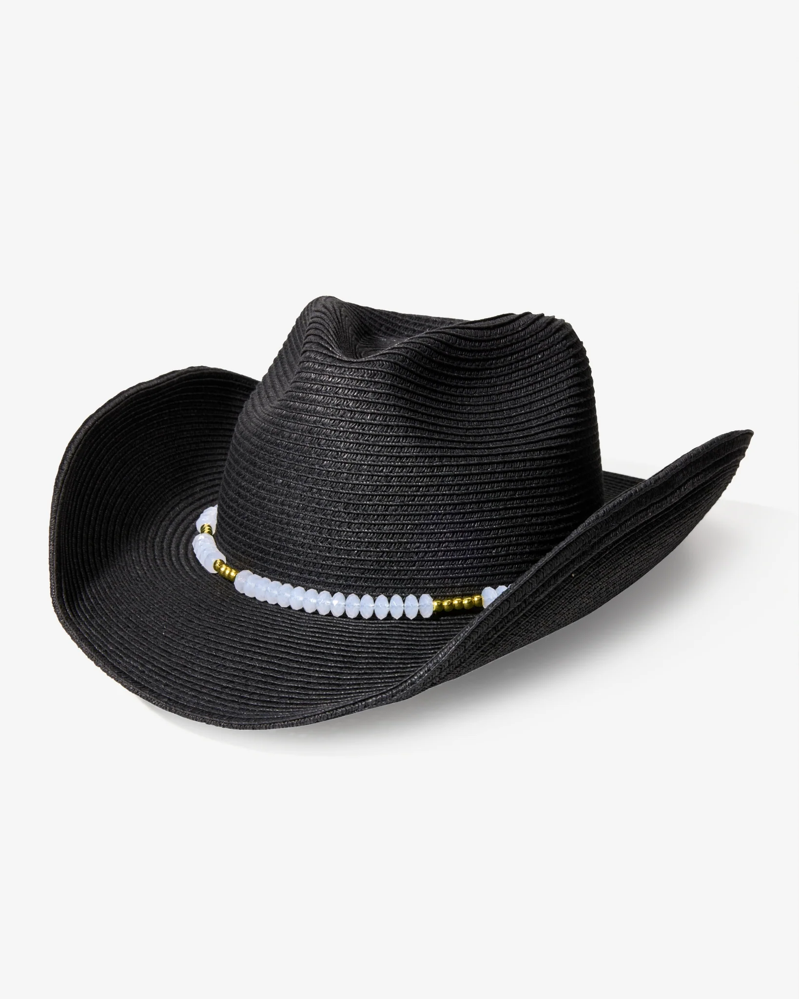 Western Beaded Trim Hat Black - Futureuc