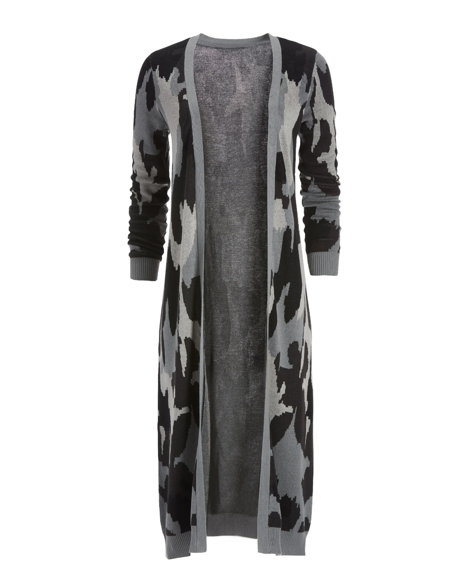 Camo Long Sleeve Duster Black/Gray - Futureuc