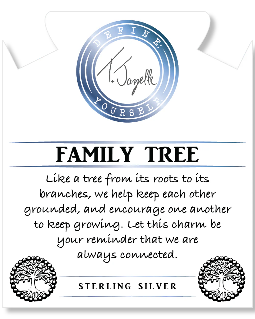 Australian Agate Gemstone Bracelet with Family Tree Sterling Silver Charm - Futureuc