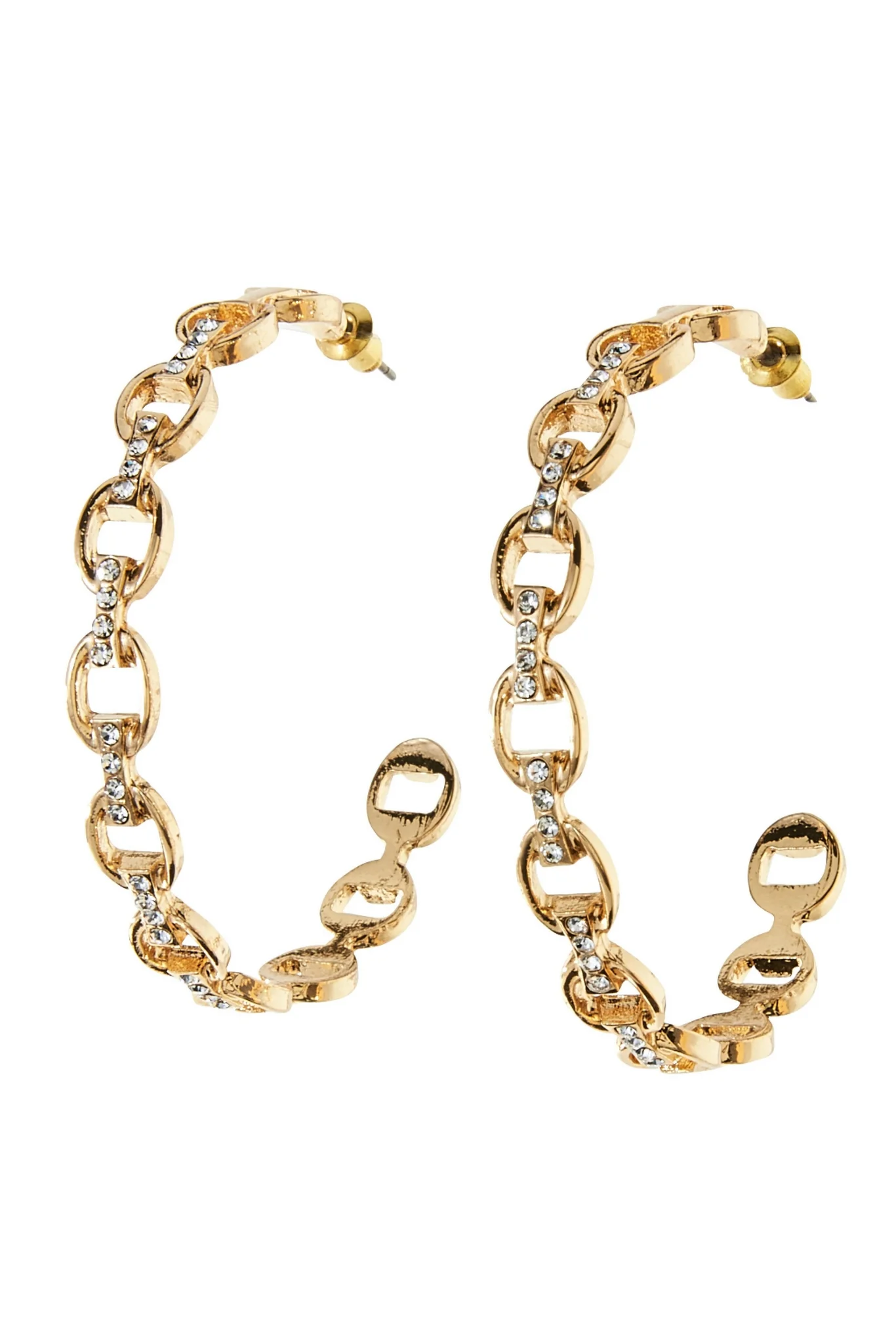 Chain Link Hoop Earrings Gold - Futureuc