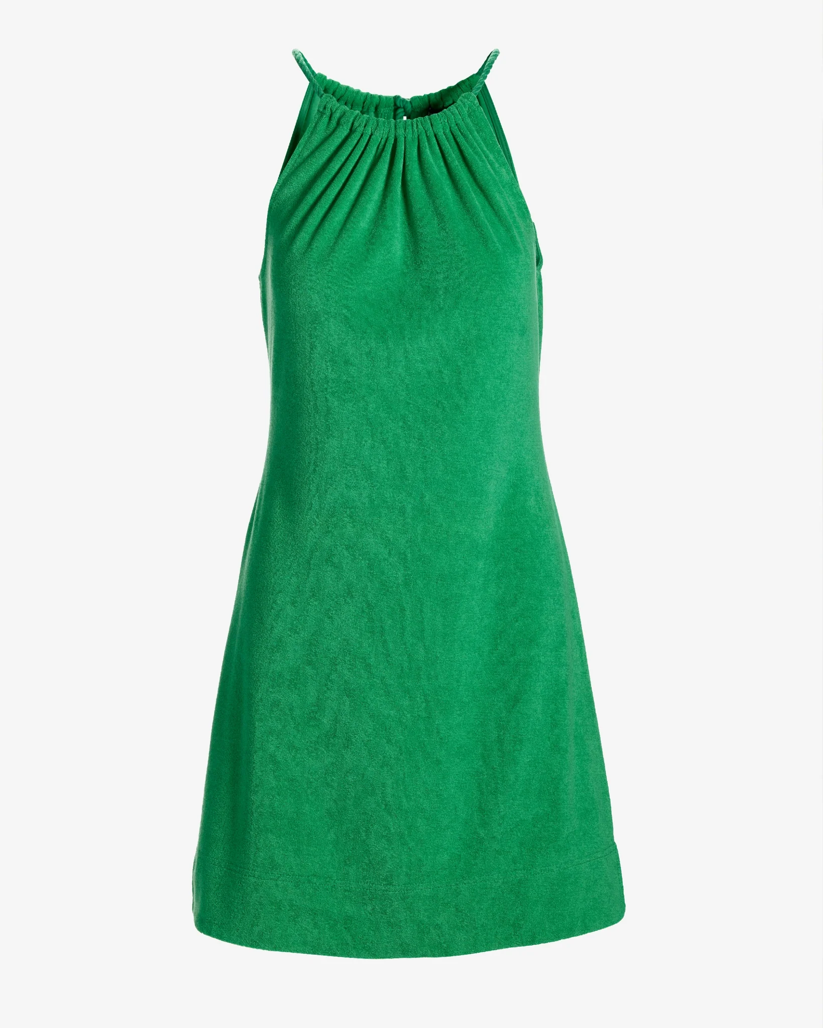 Beach Terry High Neck Dress Bright Green - Futureuc