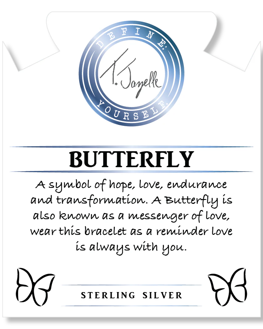 Yellow Shell Gemstone Bracelet with Butterfly CZ Sterling Silver Charm - Futureuc