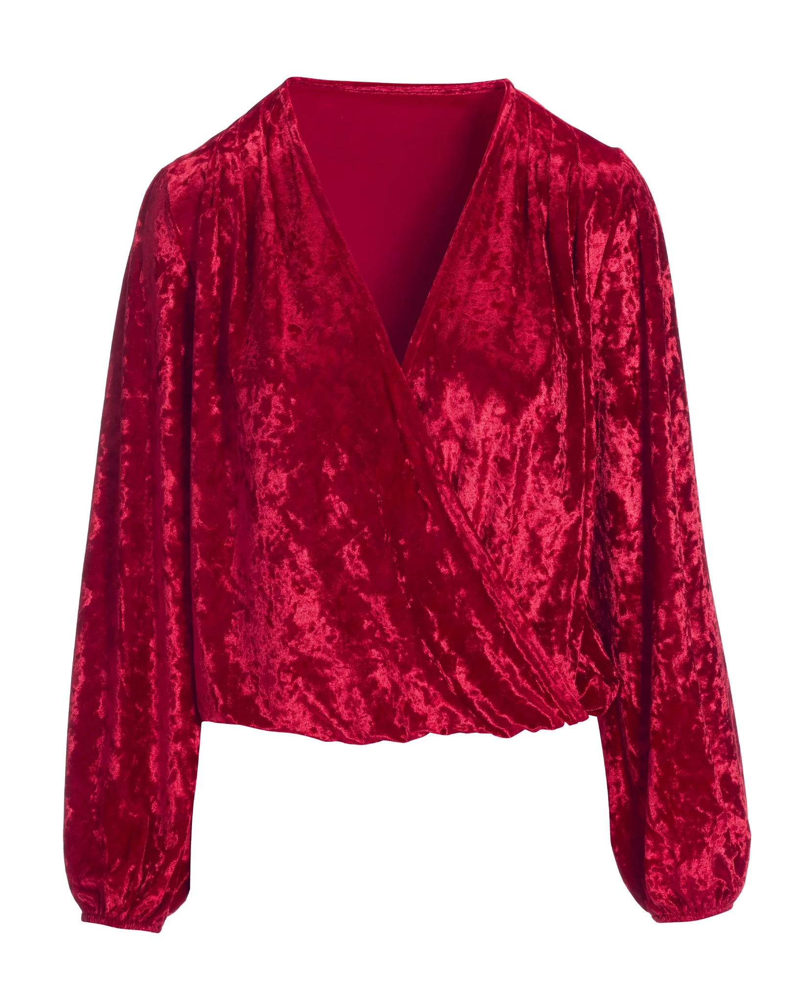 Velvet Surplice Knit Top Red - Futureuc