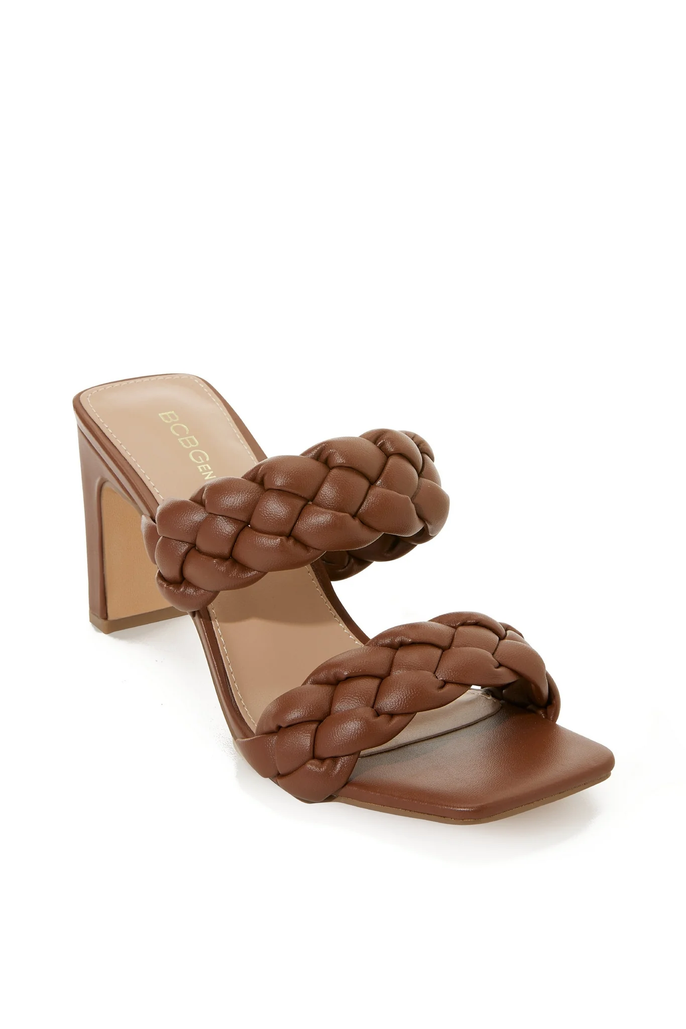 Woven Braided Block Heel Coffee - Futureuc