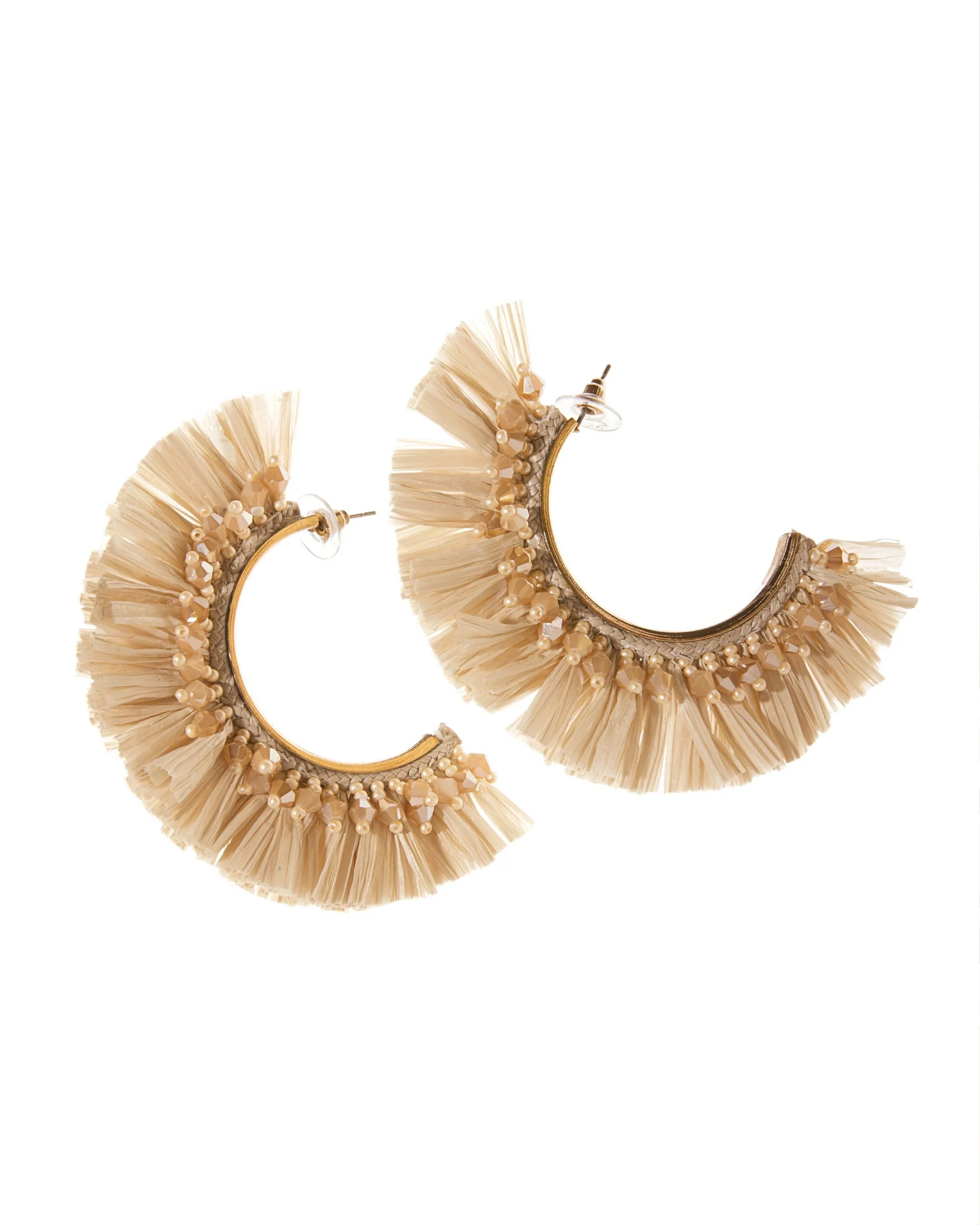 Beaded Raffia Earring Natural - Futureuc