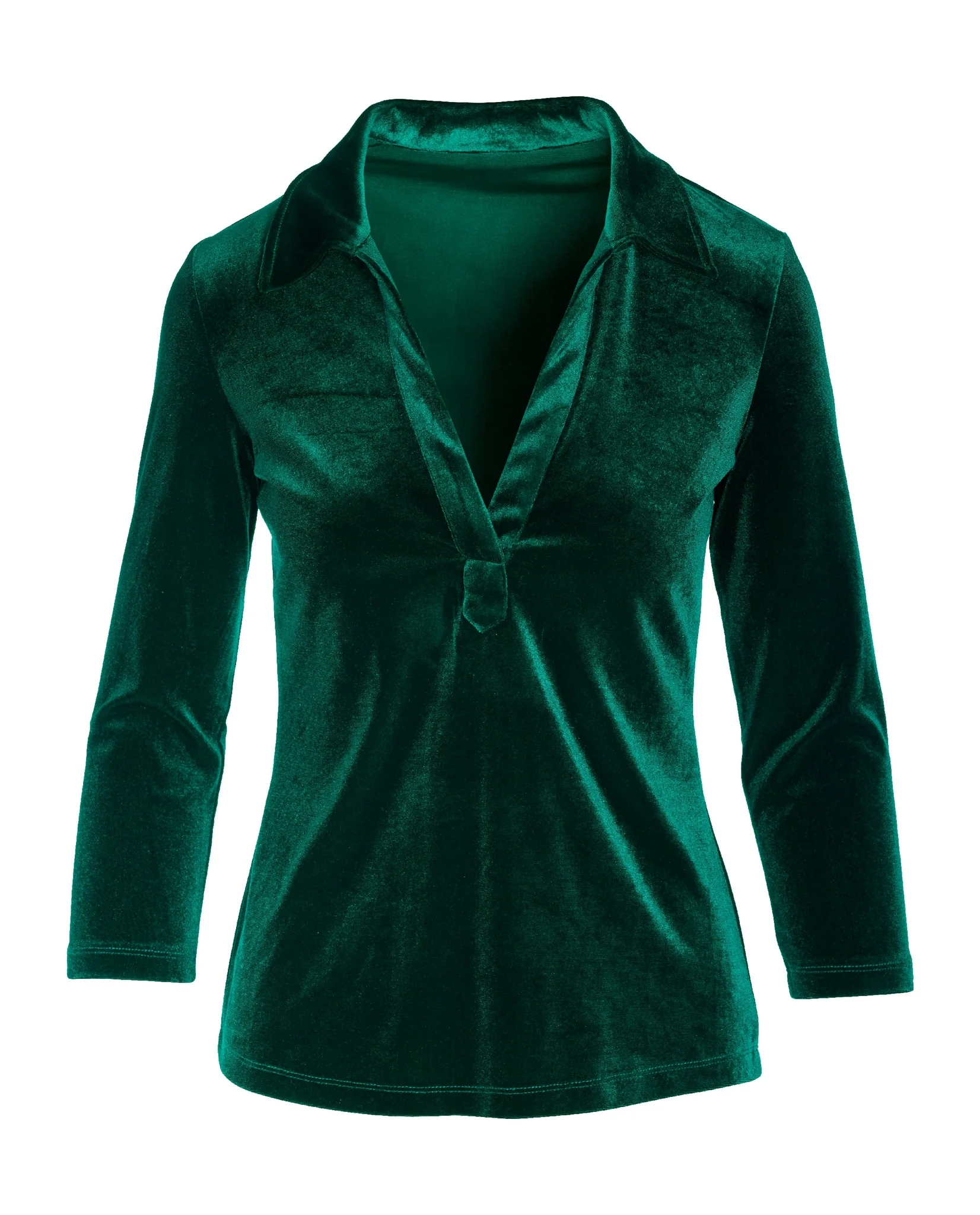 Velvet Collared Knit Top Green - Futureuc