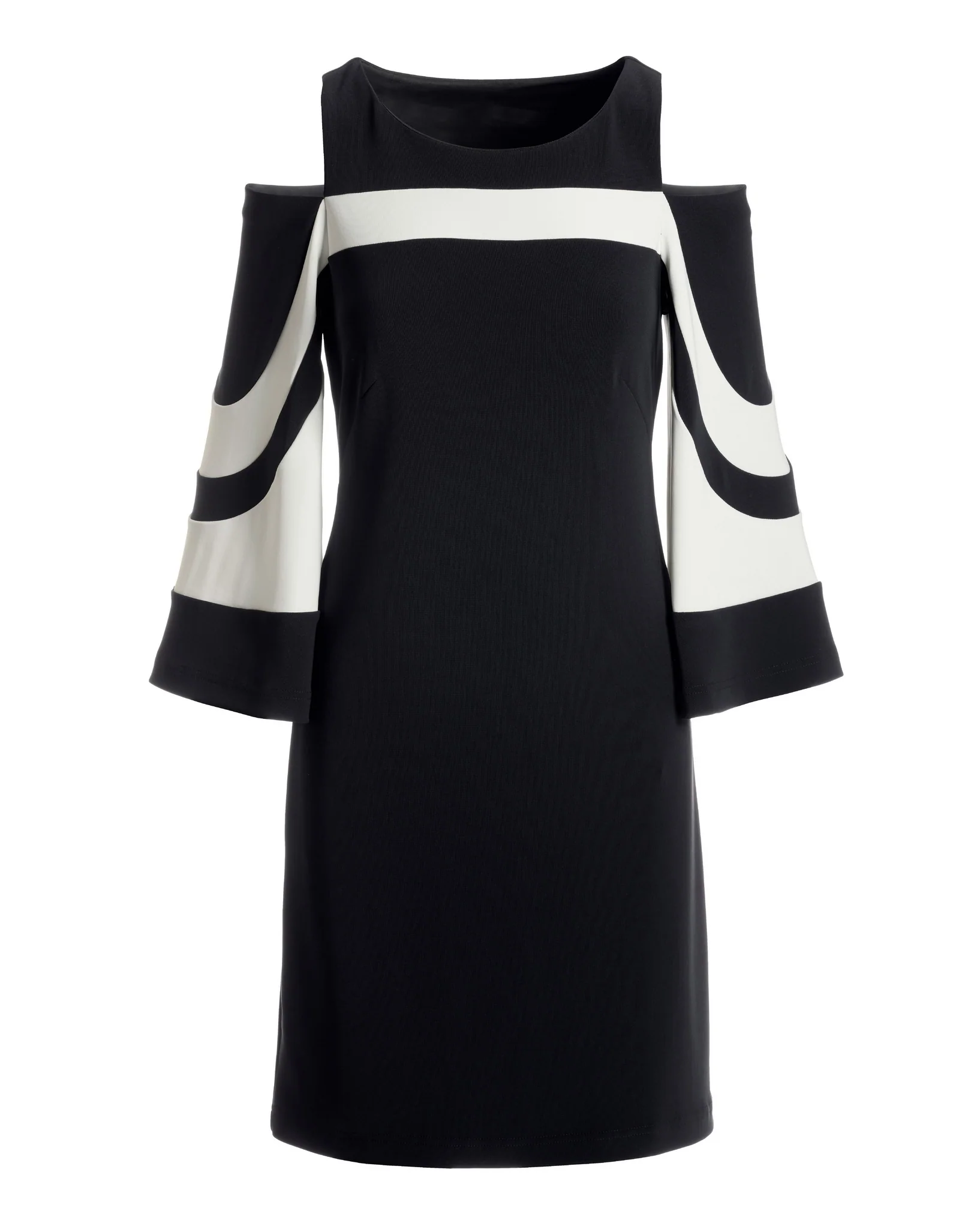 Beyond Travel Cold Shoulder Colorblock Dress Jet Black Ivory Coast - Futureuc