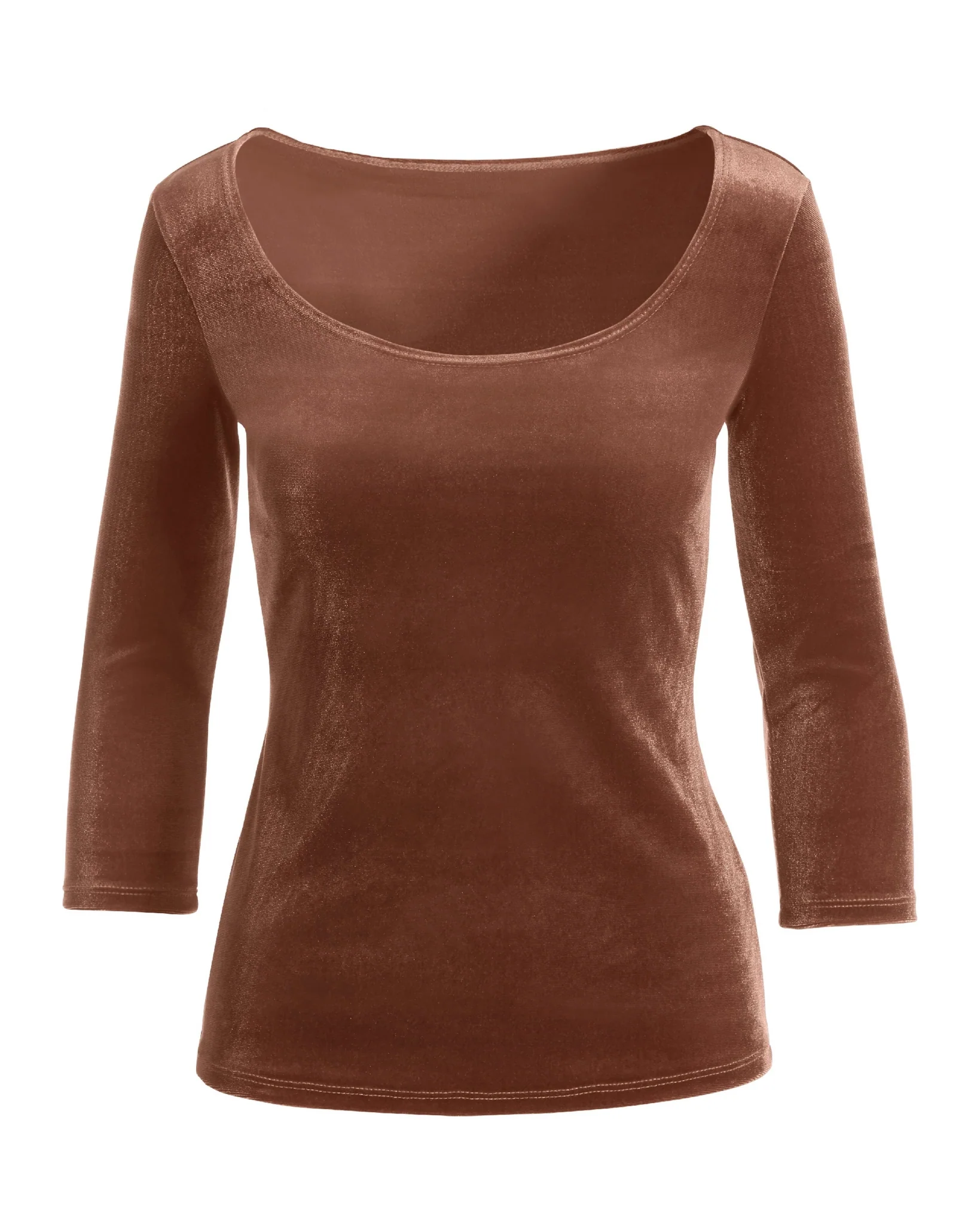 Velvet Scoop Neck Top Rust - Futureuc