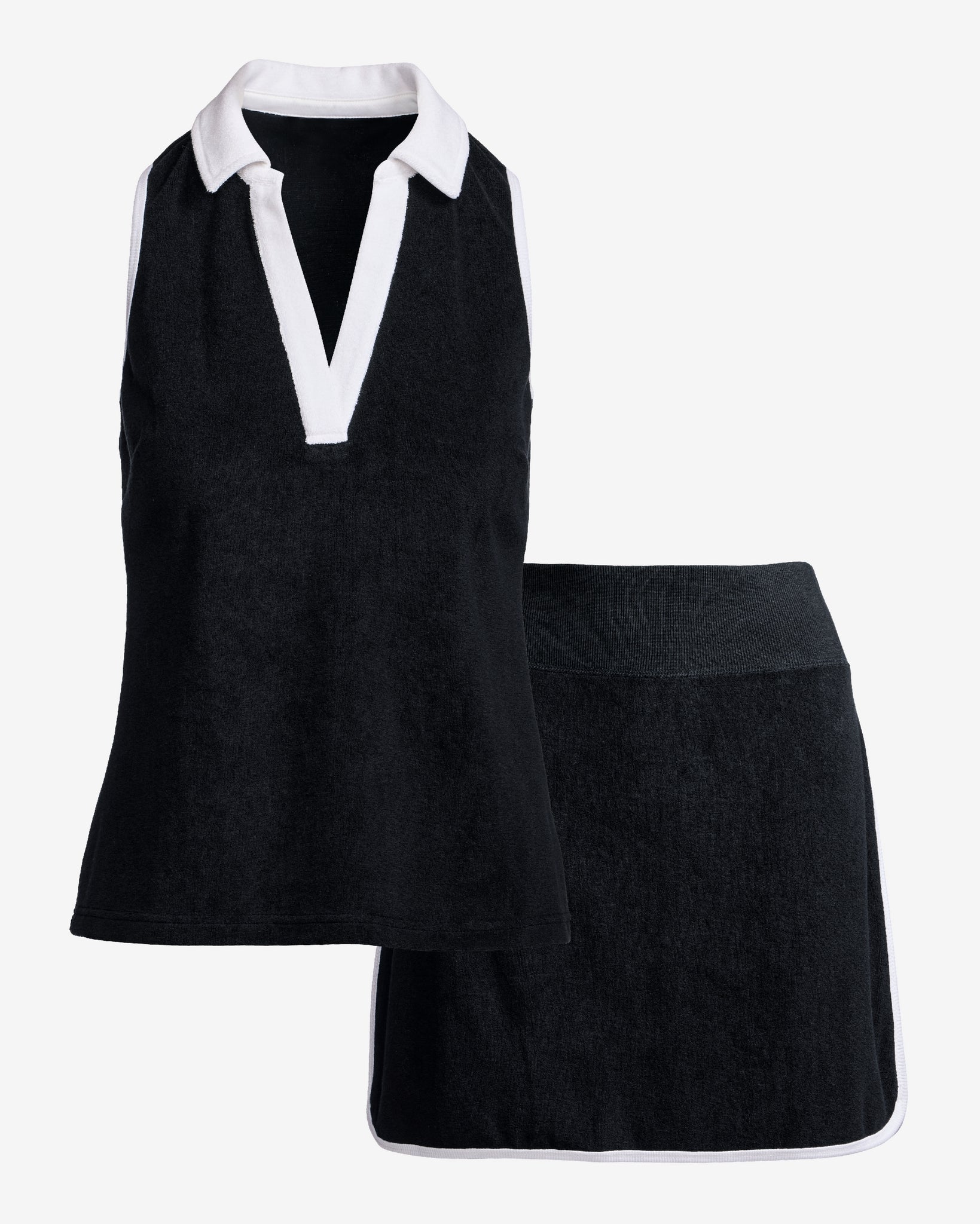 Beach Terry Colored Top and Skort Set Black/White - Futureuc