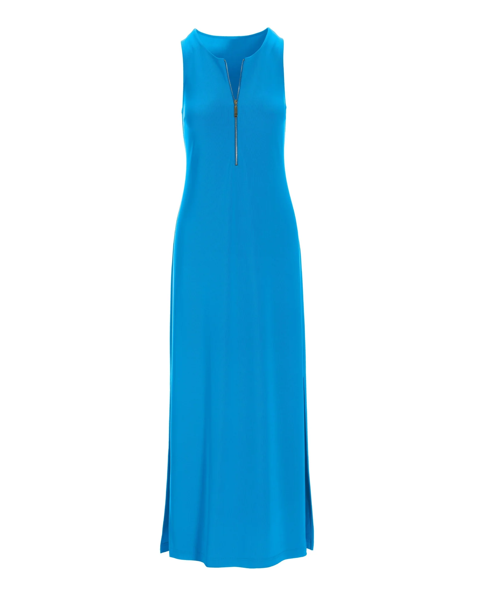 Beyond Travel Zipper Maxi Dress Malibu Blue - Futureuc