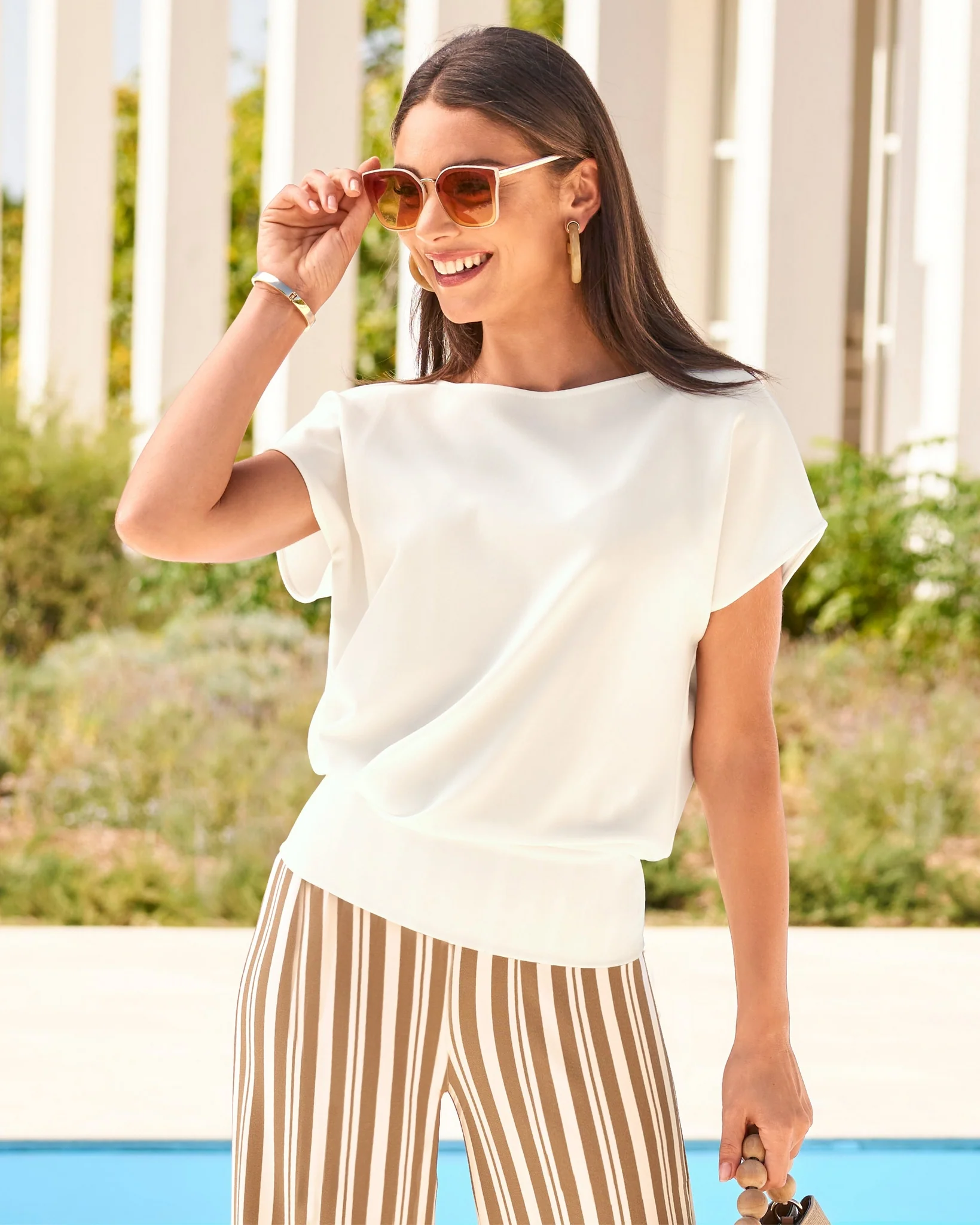 Beyond Travel Bateau Neck Blouson Top Ivory Coast - Futureuc