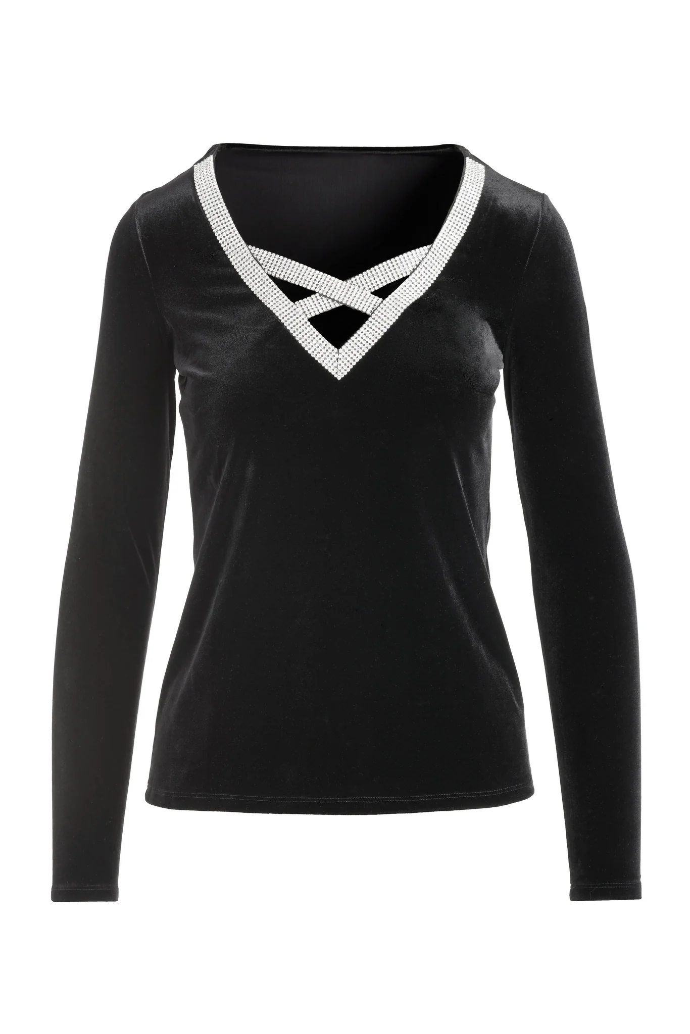 Velvet Strappy Embellished Top Black - Futureuc