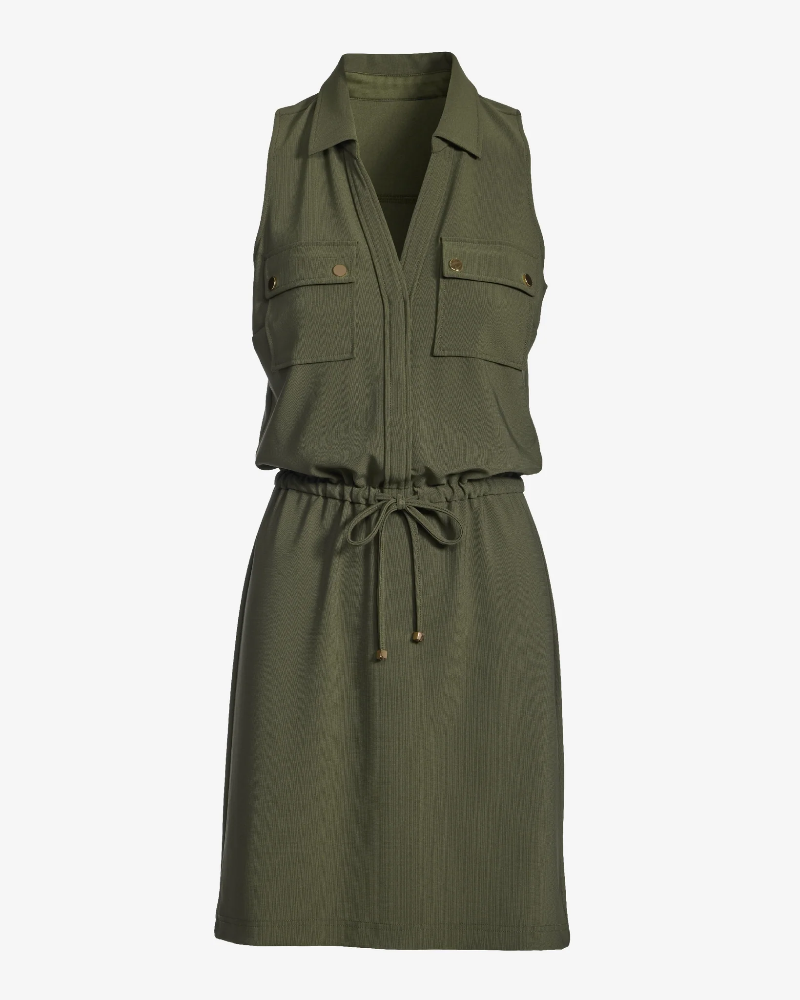 Beyond Travel Chic Drawstring Utility Dress Olive Night - Futureuc