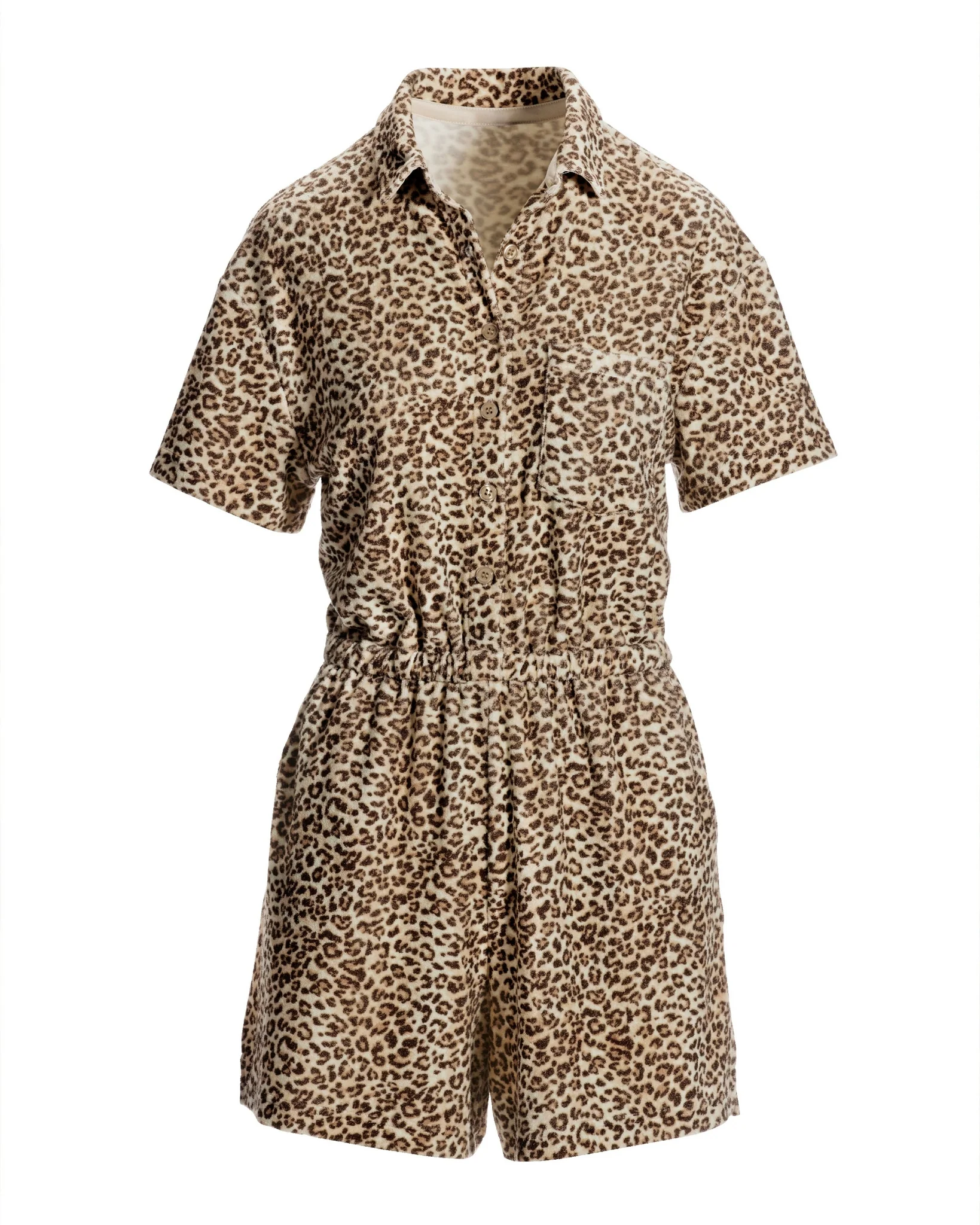 Beach Terry Mini Cheetah Printed Romper Brown - Futureuc