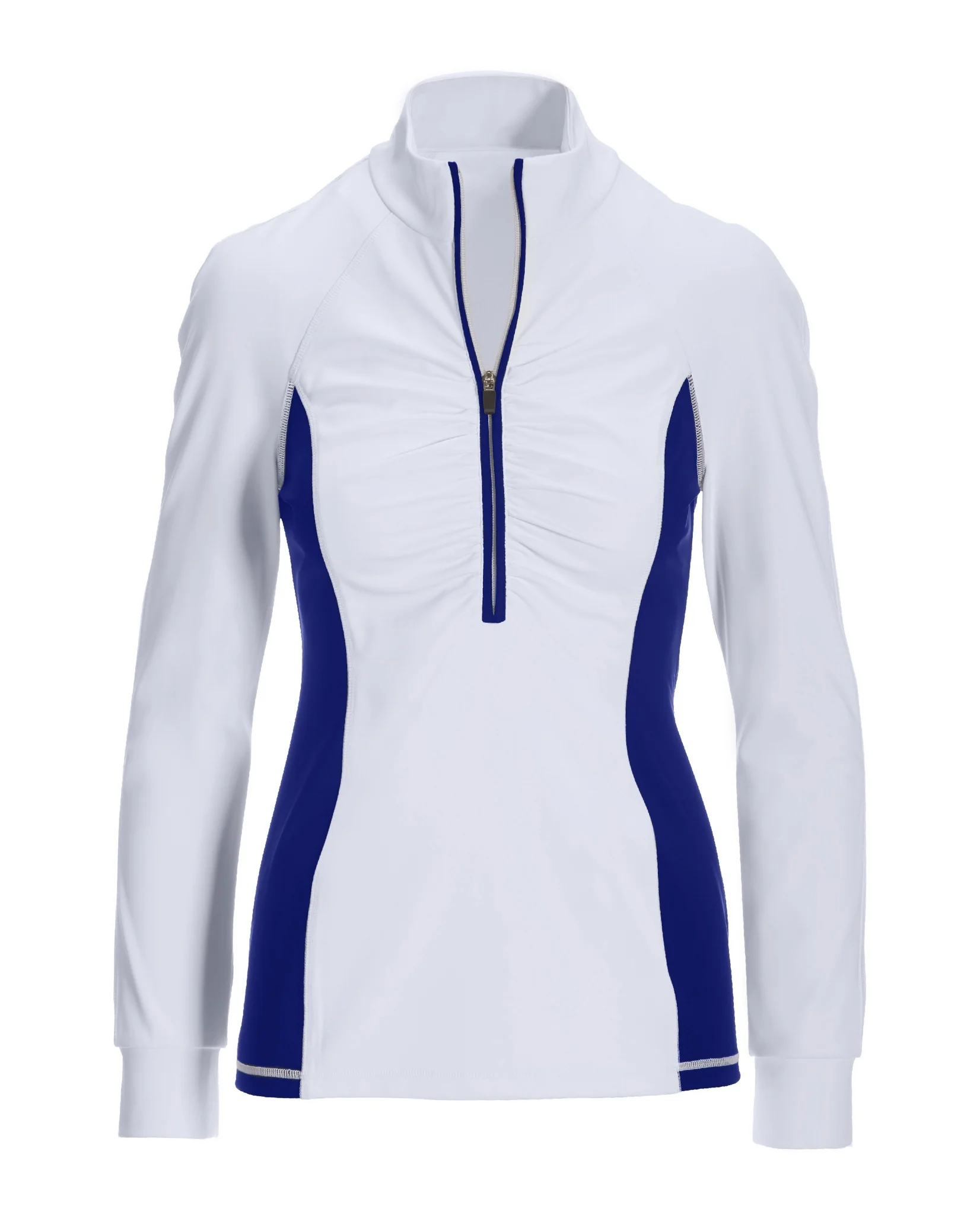 B Active Half Zip Ruched Long Sleeve Top White/Blue - Futureuc
