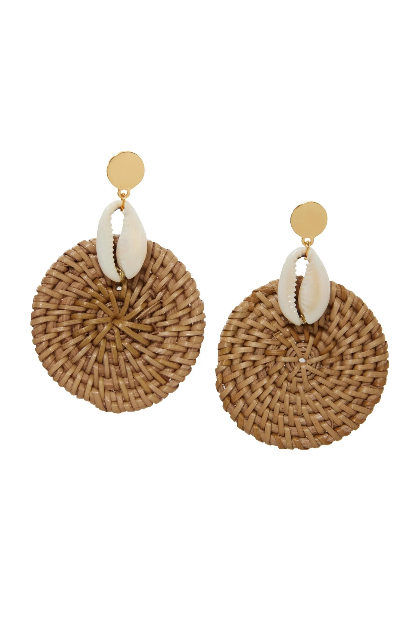 Woven Seashell Earrings Neutral Multi - Futureuc
