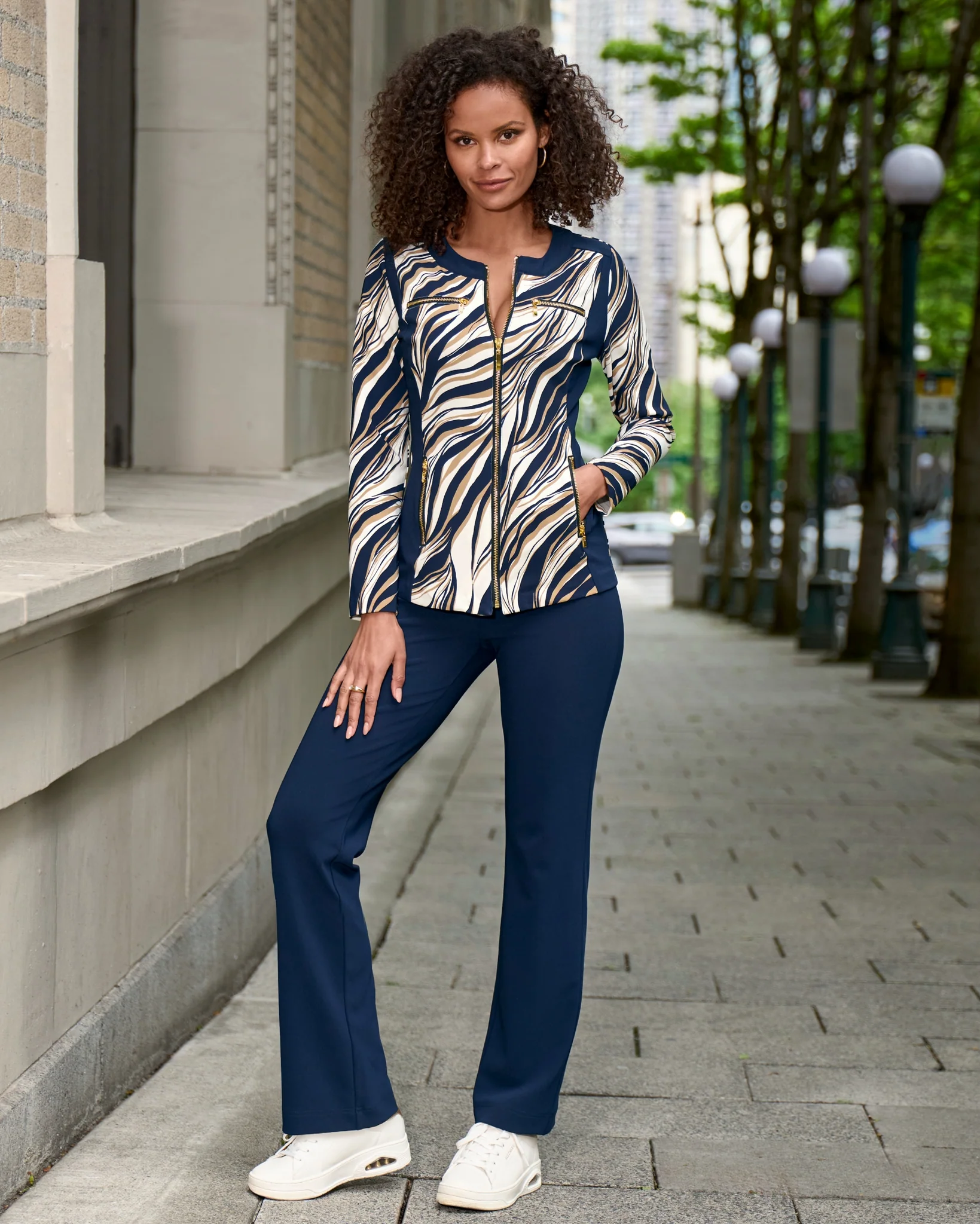 Beyond Travel Cape Town Zebra Print Coordinates Maritime Navy/Camel - Futureuc