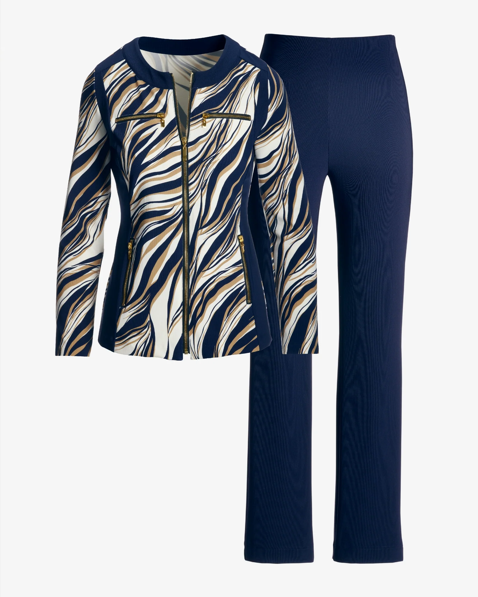Beyond Travel Cape Town Zebra Print Coordinates Maritime Navy/Camel - Futureuc
