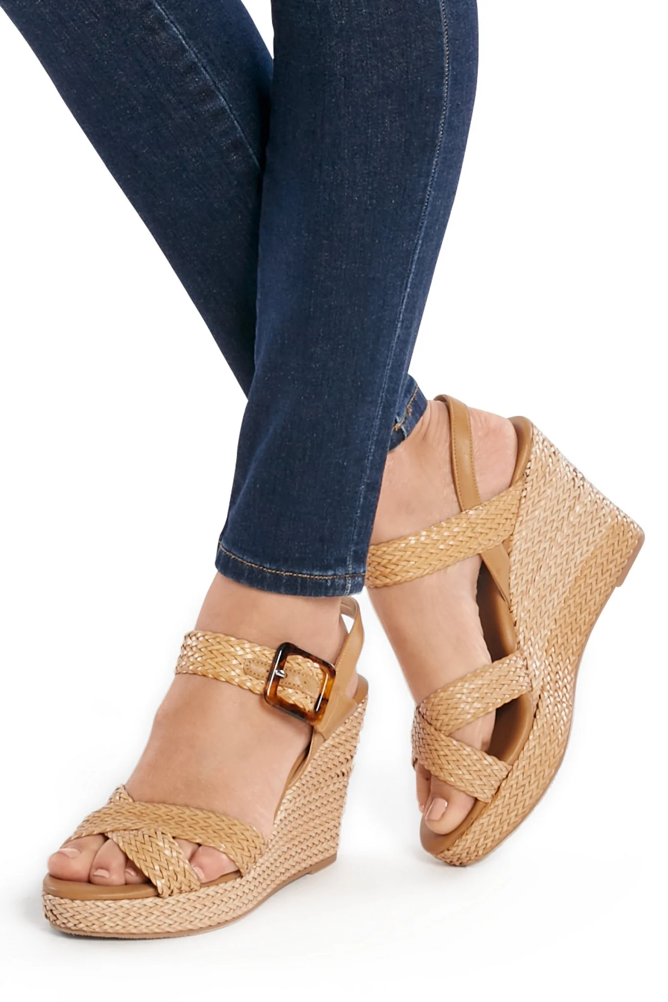 Braided Woven Wedge Dark Nude - Futureuc