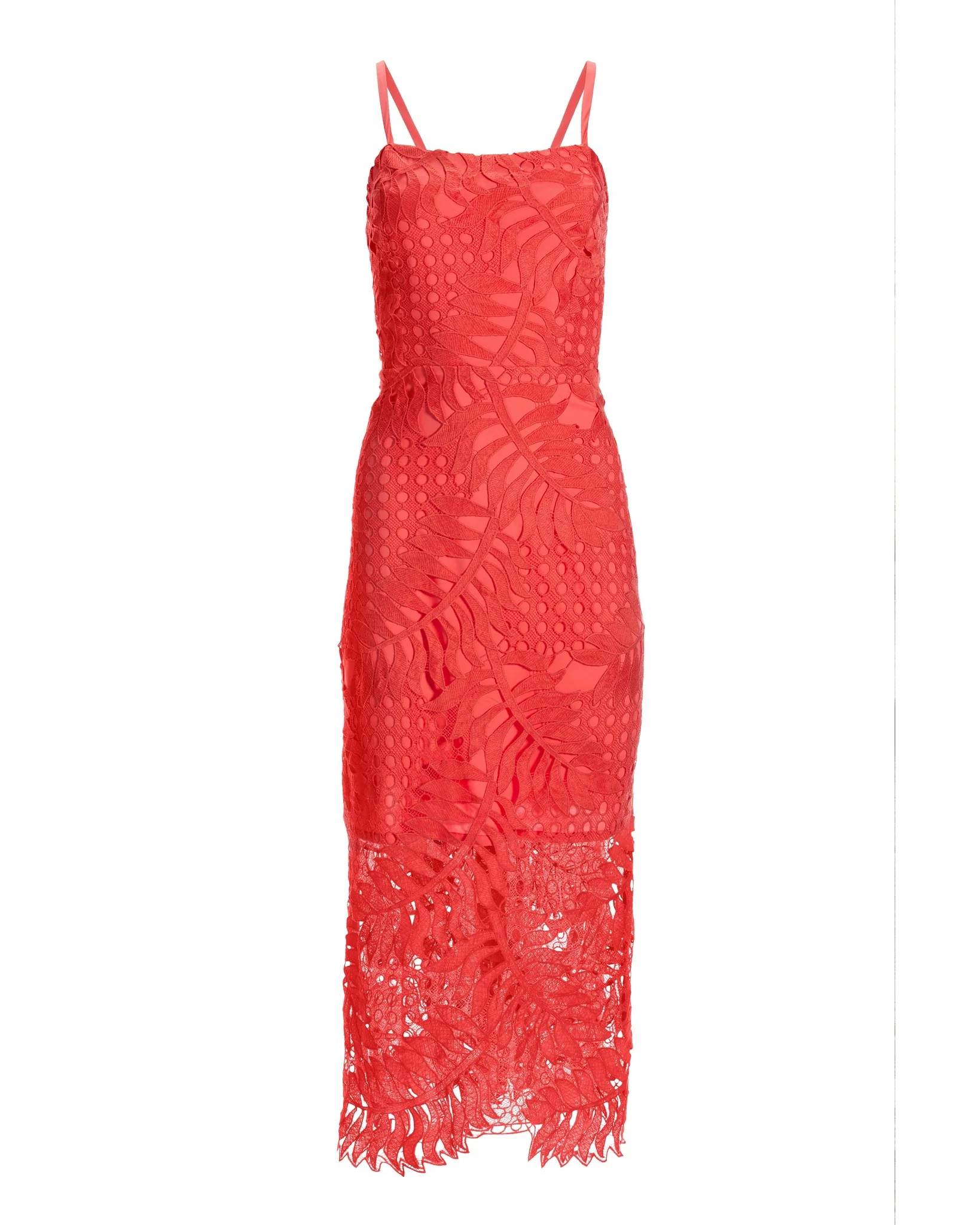Tropical Lace Midi Dress Hot Coral - Futureuc