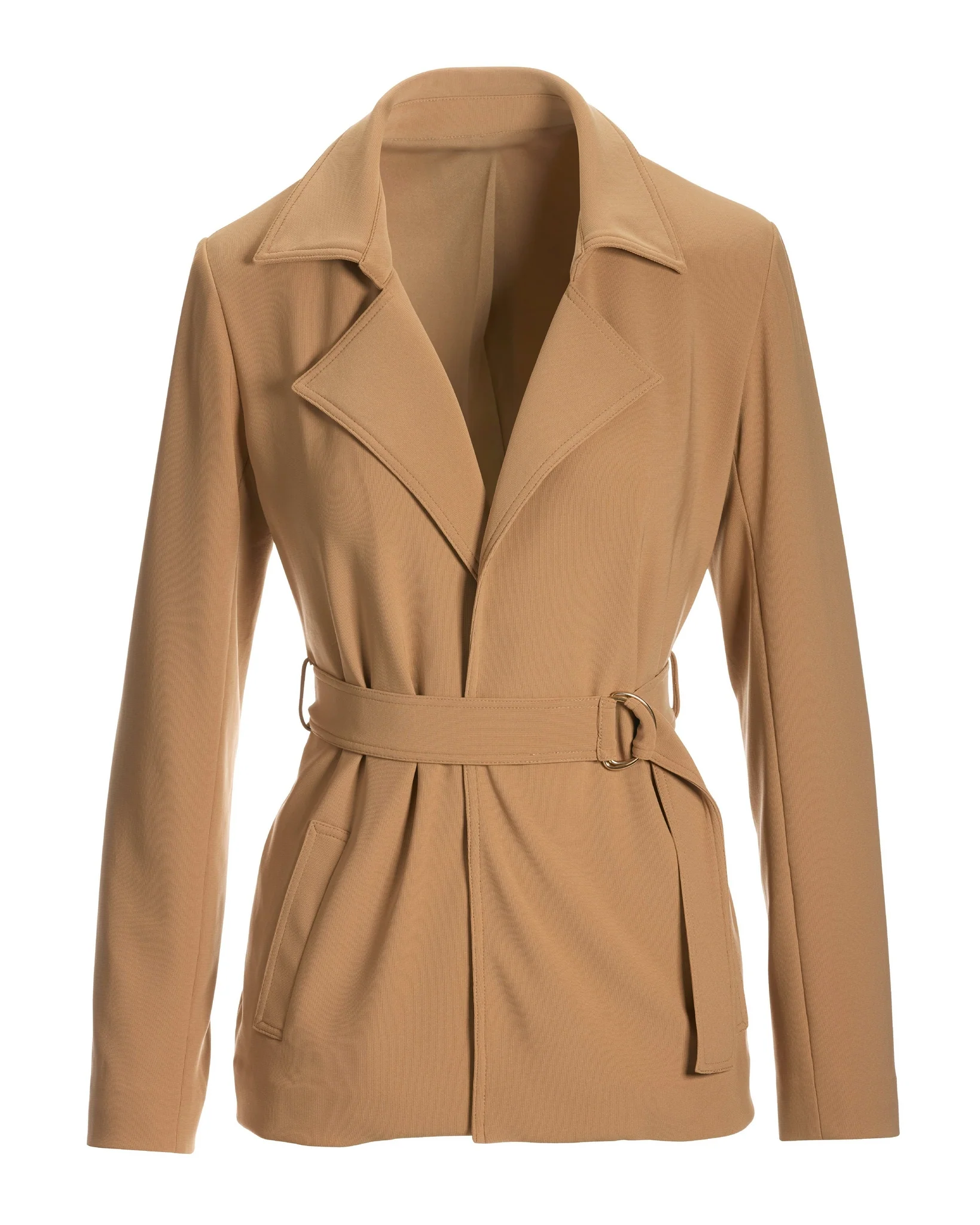Beyond Travel Chic Wrap Jacket Camel - Futureuc