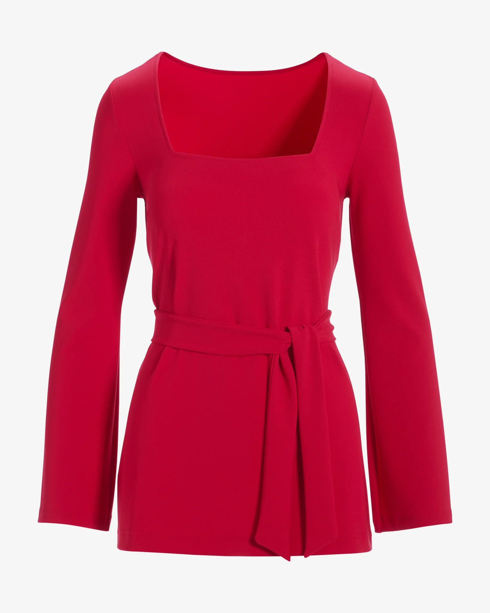 Beyond Travel Square Neck Tie Waist Top French Kiss - Futureuc