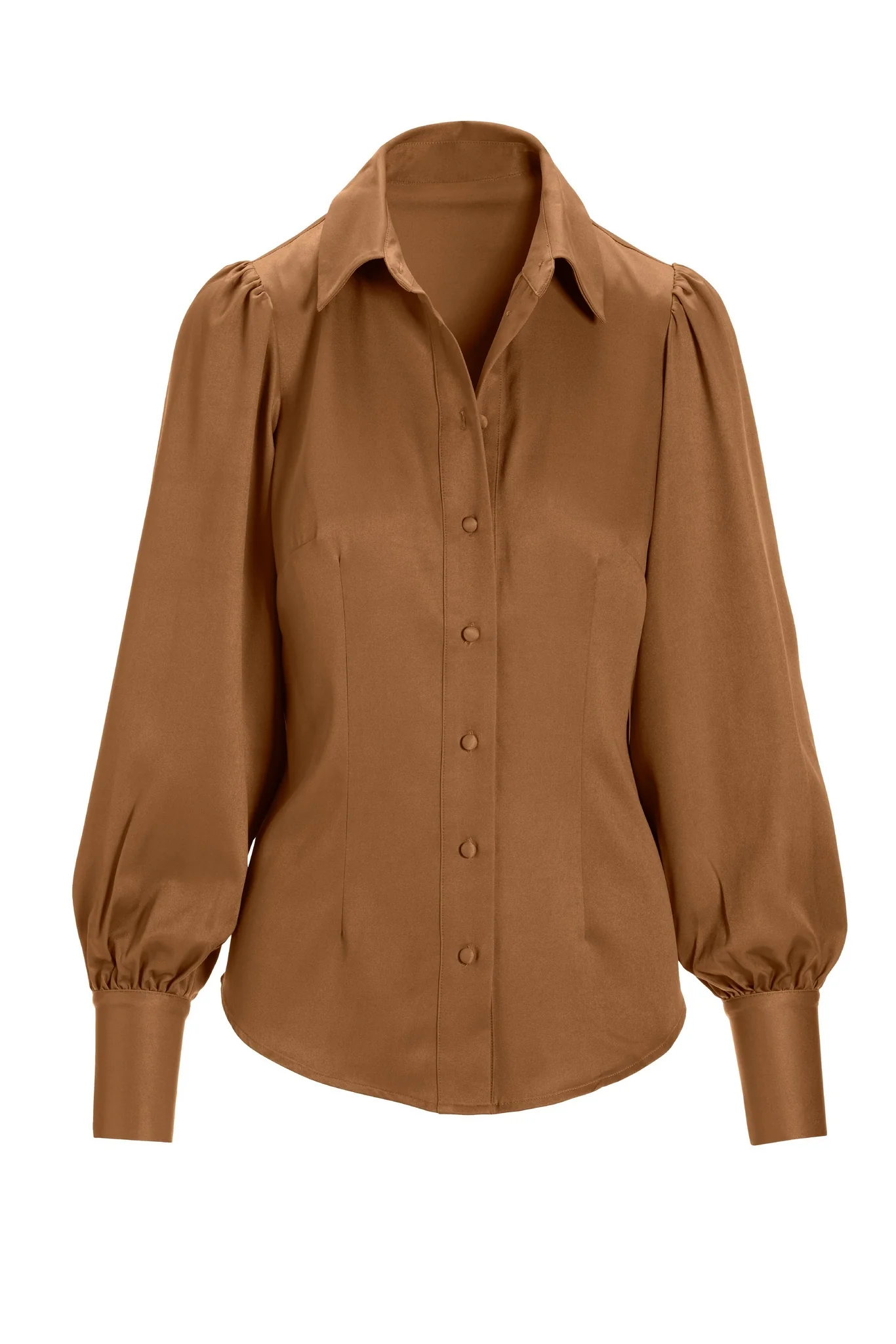Victoria Chic Drama Sleeve Shirt Cognac - Futureuc