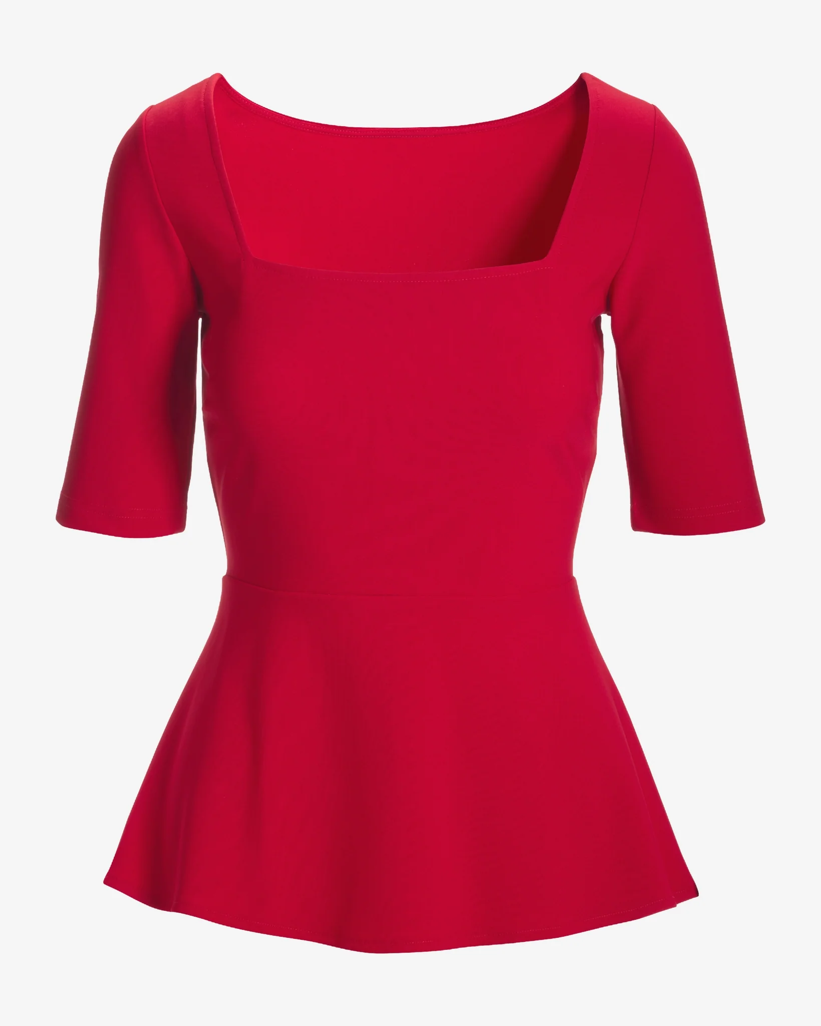 Beyond Travel Square Neck Elbow Sleeve Peplum Top French Kiss - Futureuc
