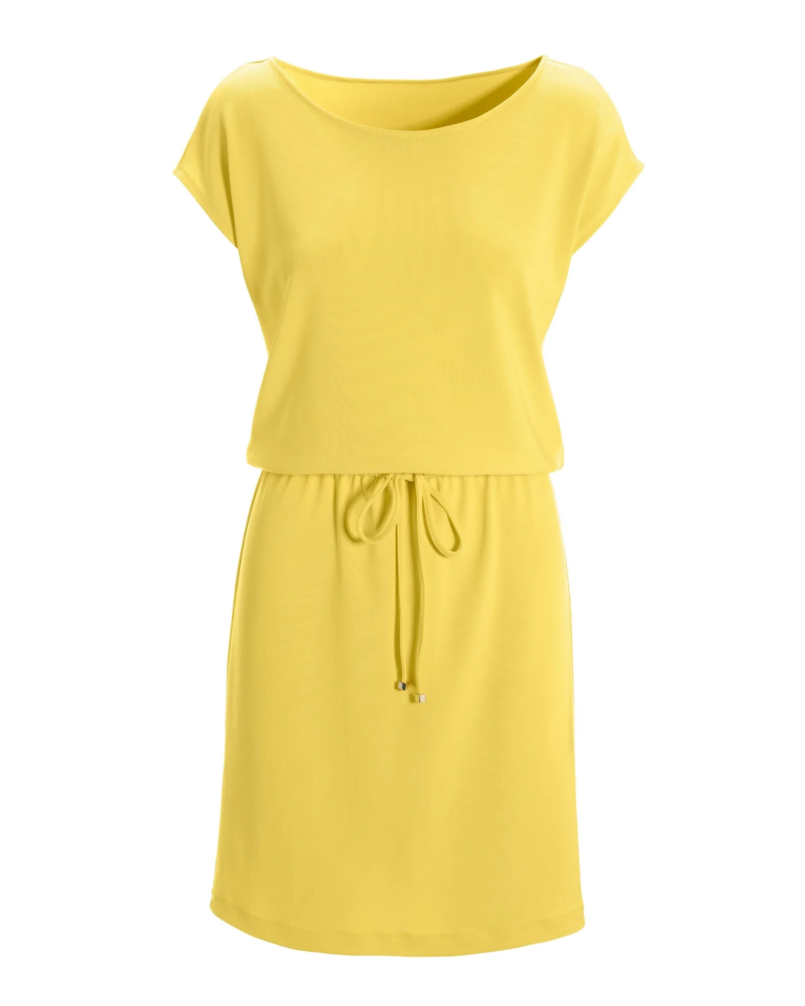 Beyond Travel Drawstring-Waist Short Dress Lemon Drop - Futureuc