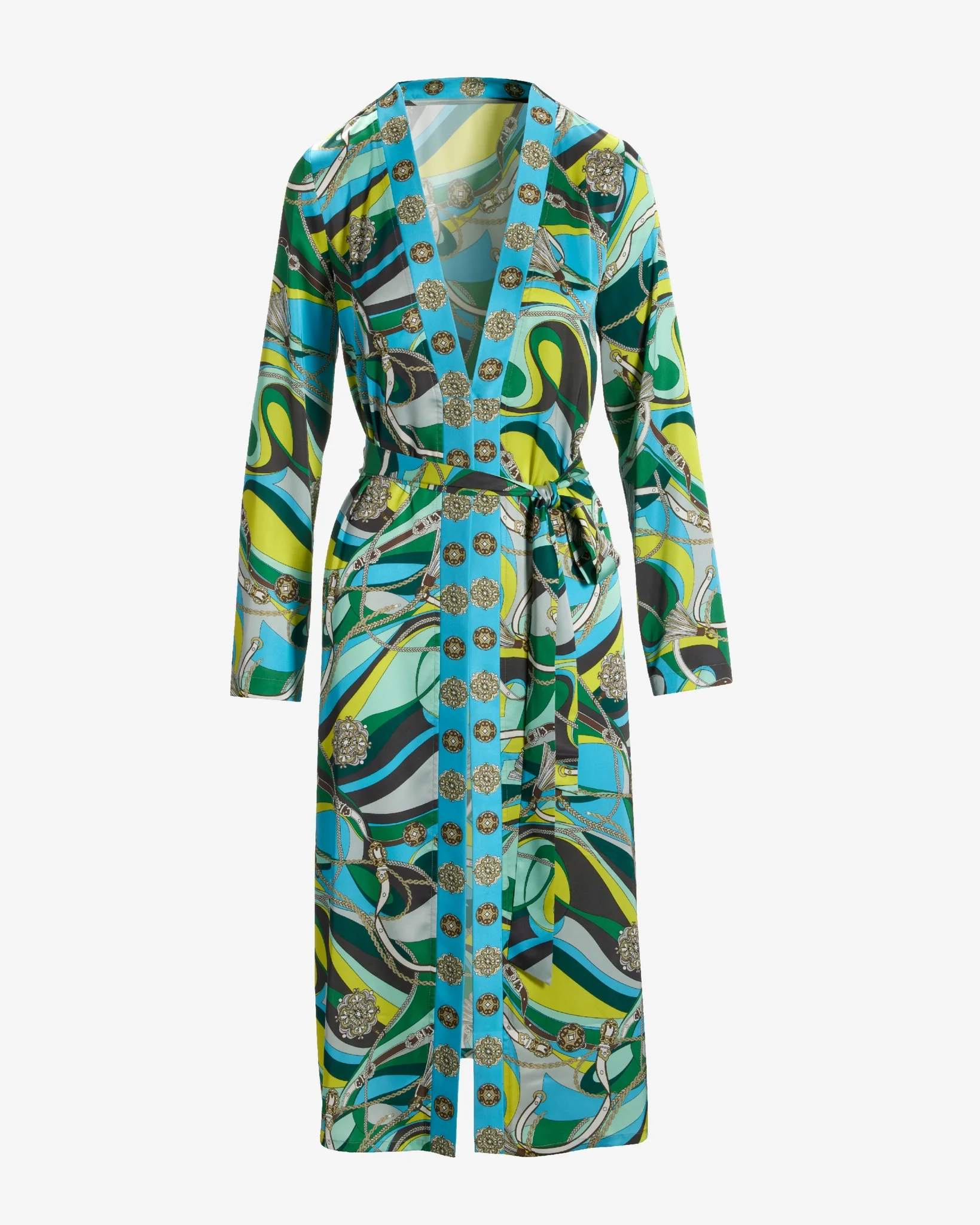 Abstract Belts Print Charmeuse Duster Abstract Belts - Futureuc