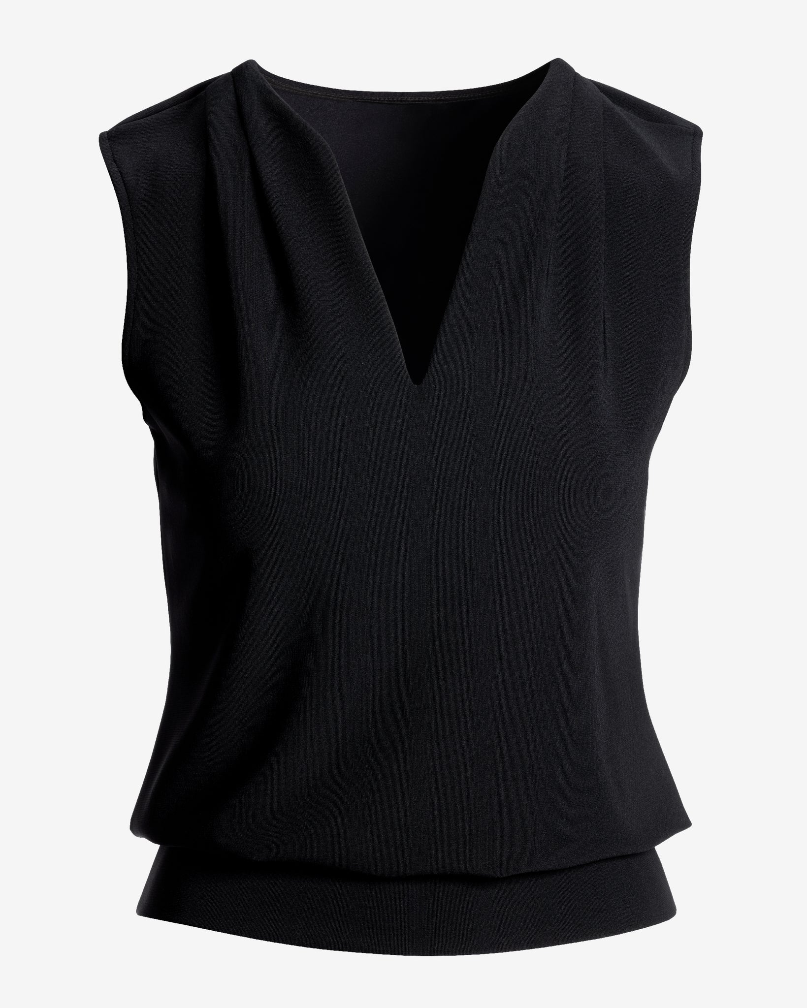 Beyond Travel Sleeveless Stand Collar Blouson Top Jet Black - Futureuc