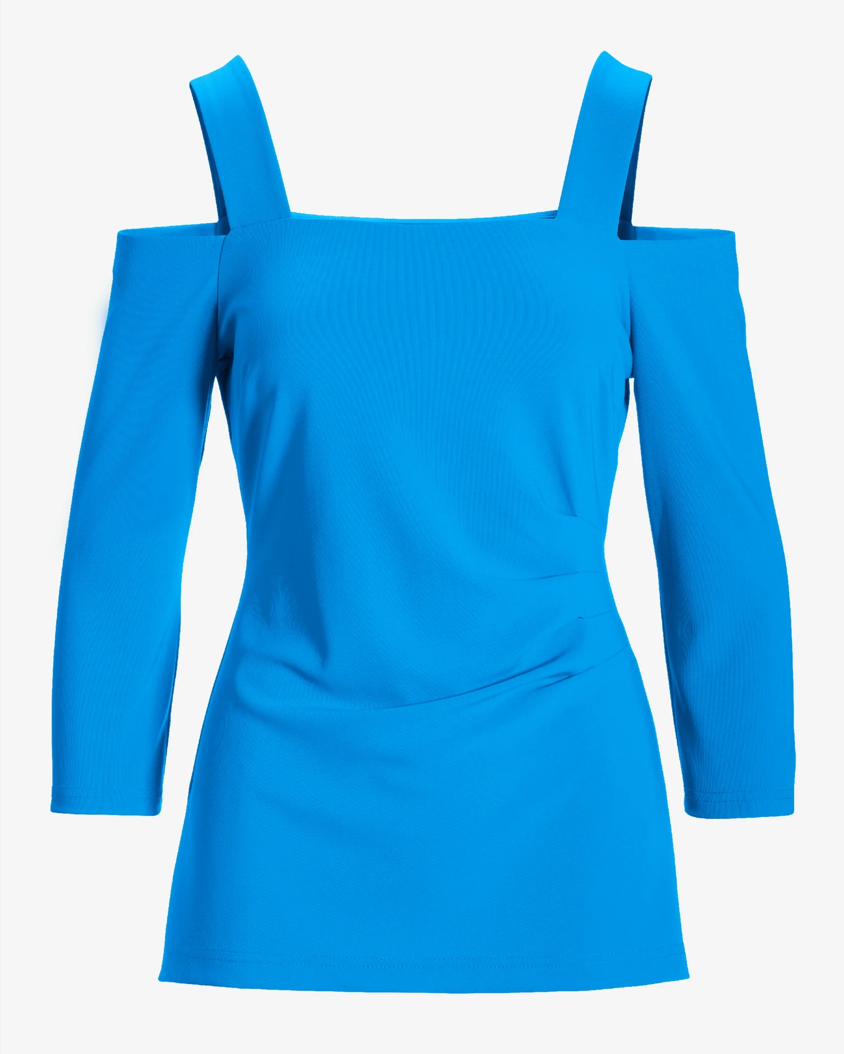 Beyond Travel Cold Shoulder Three Quarter Sleeve Top Malibu Blue - Futureuc