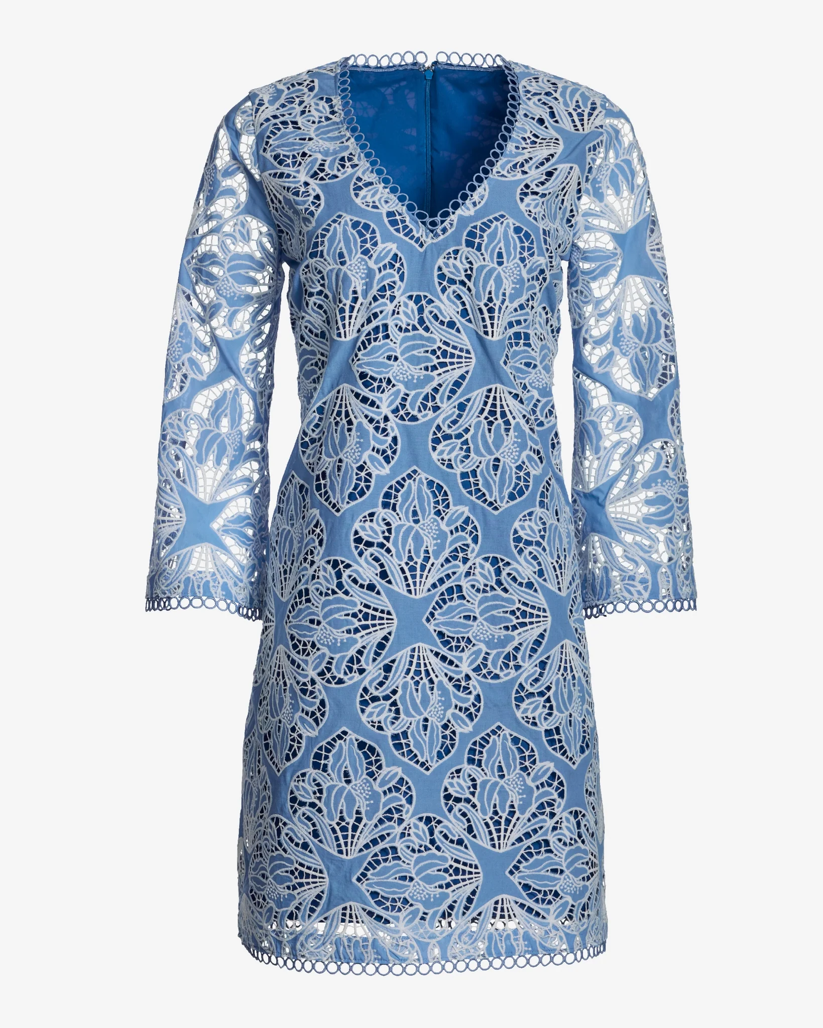 Two Tone Lace Three Quarter Sleeve Dress Granada Sky - Futureuc