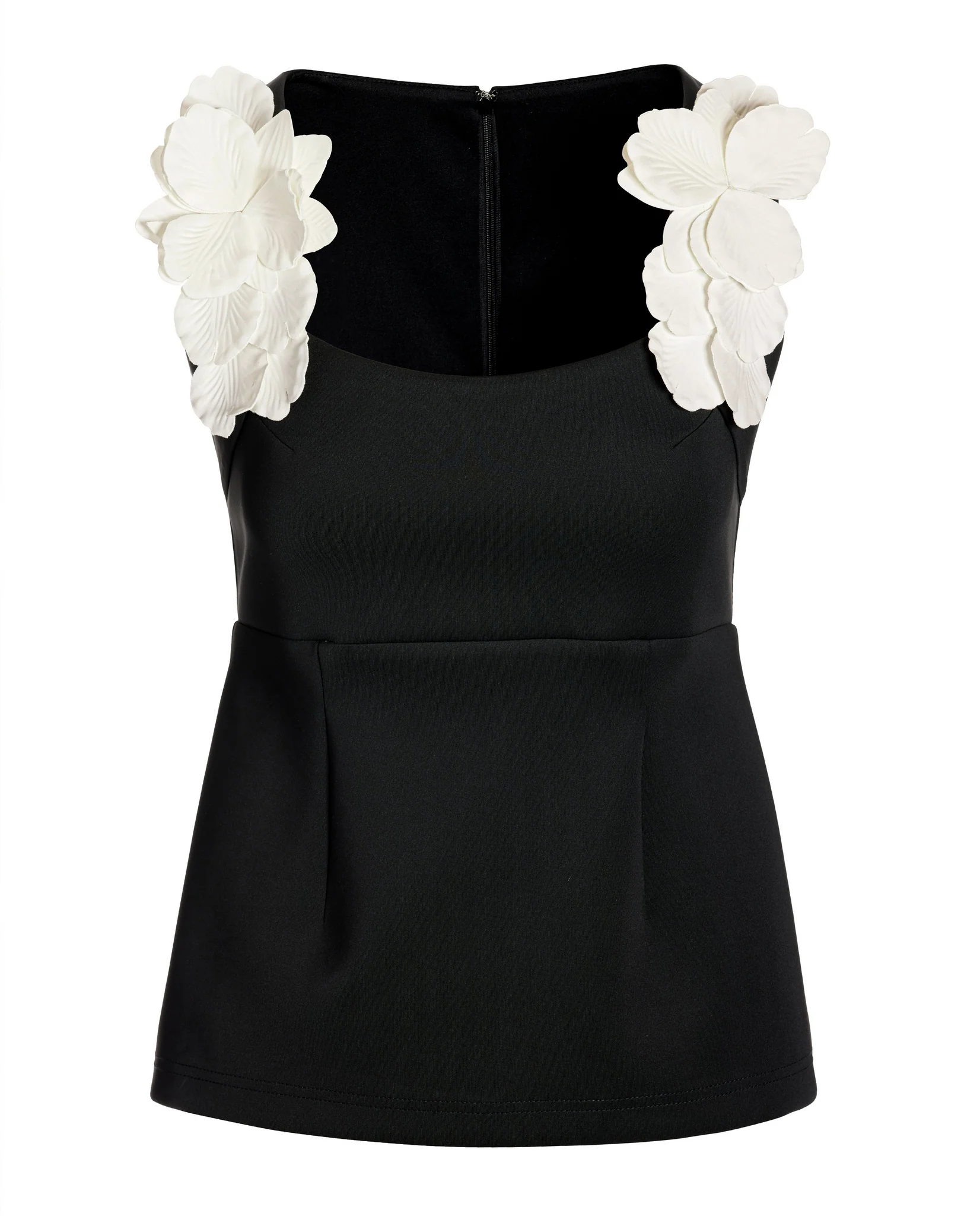 3D Floral Scuba Top Black/Off White - Futureuc