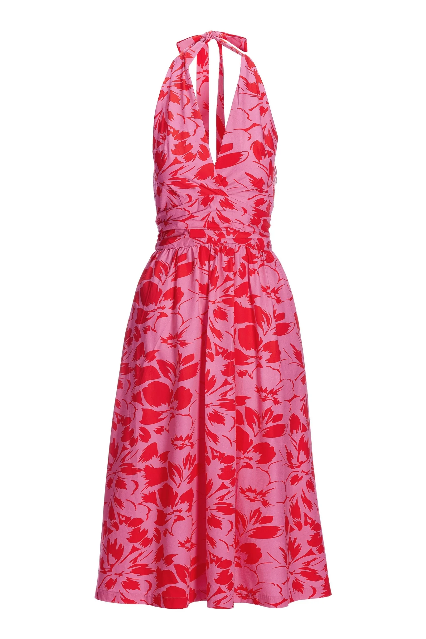 Cabana Floral Halter Fit And Flare Dress Pink Multi - Futureuc