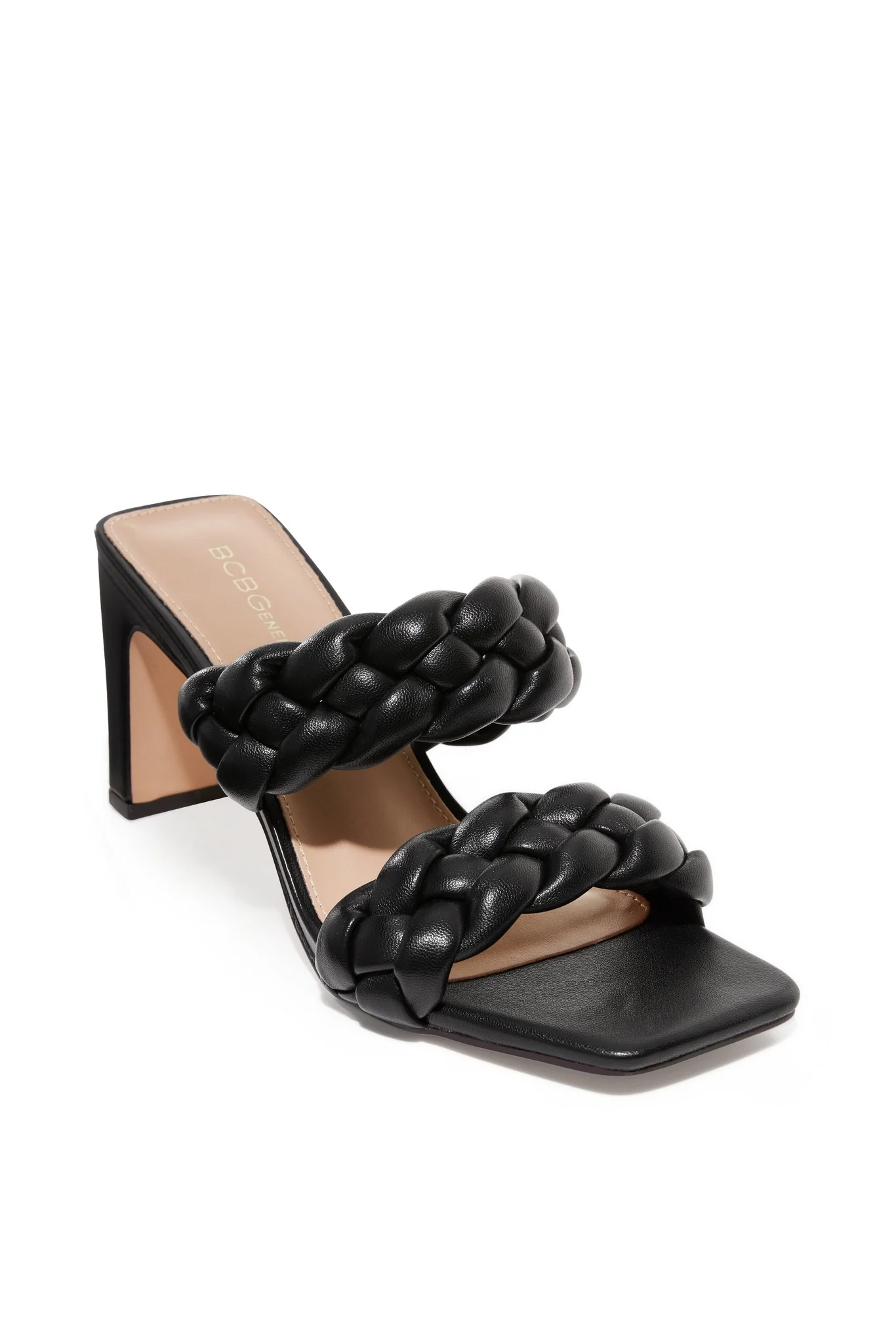 Woven Braided Block Heel Black - Futureuc